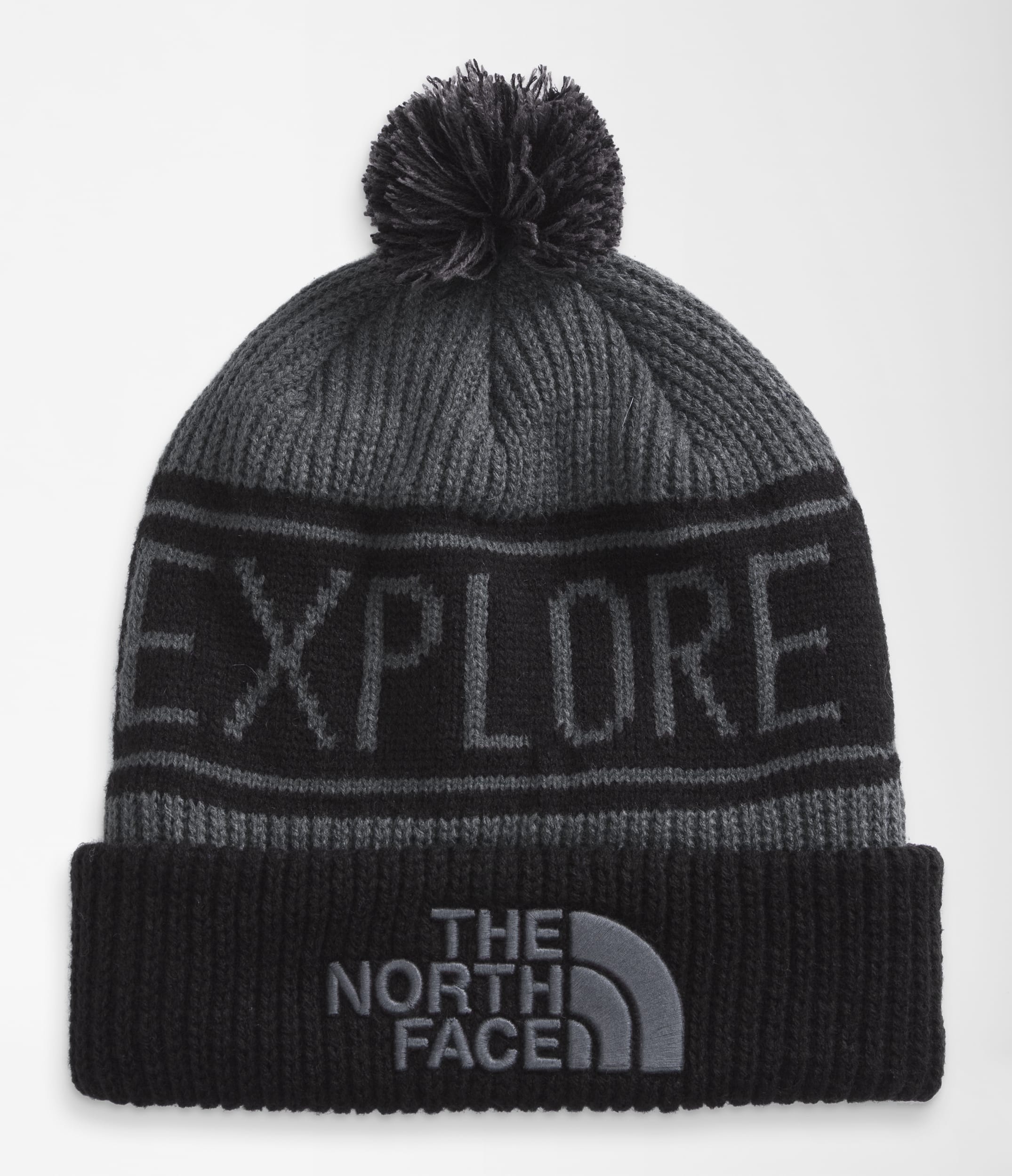 The North Face Retro TNF Pom Beanie Hat Green & Navy Blue The North Face Retro Tnf Pom Beanie - blue (monterey blue  main image 4