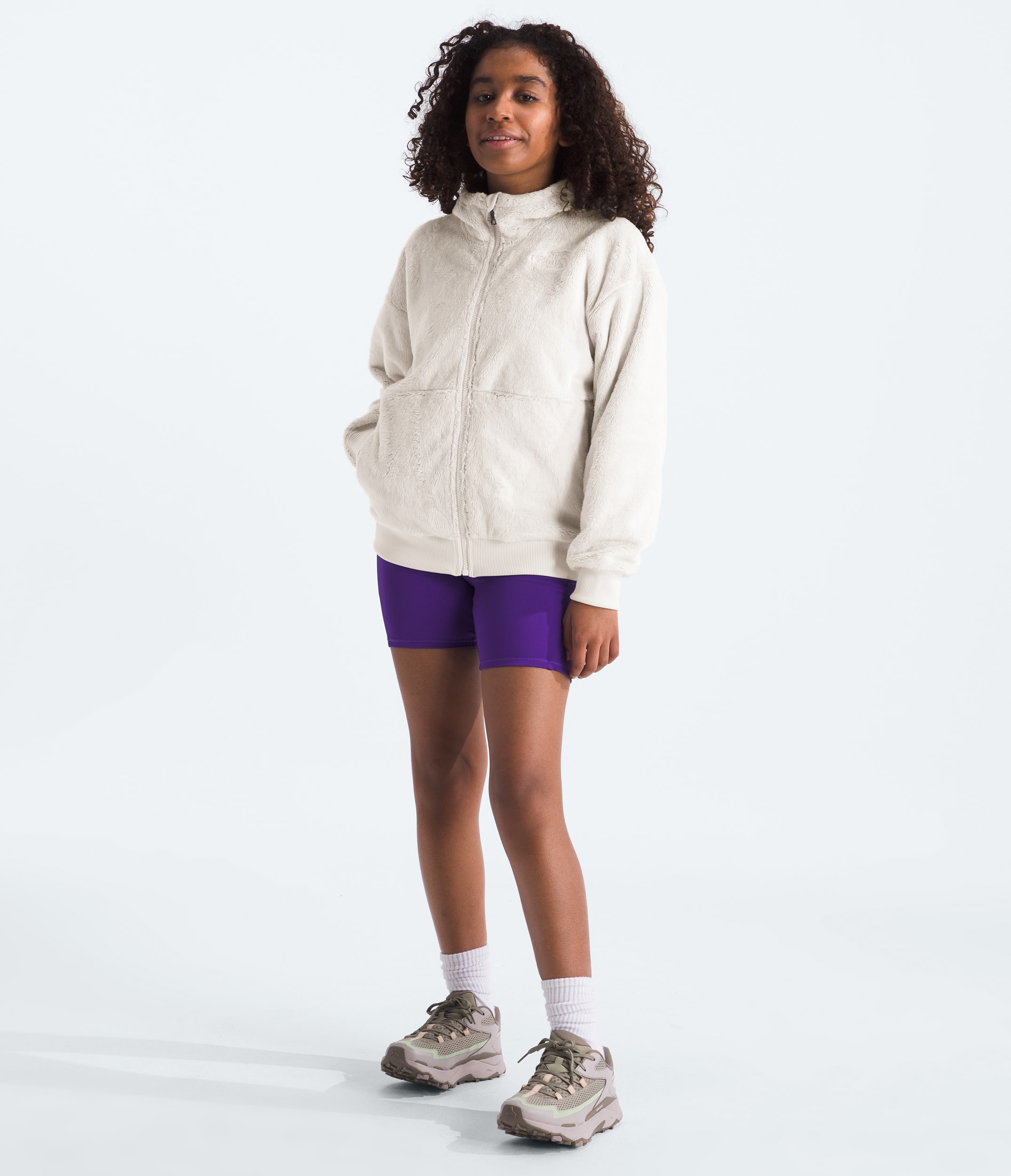 Girls Osito FullZip Hoodie TNF White Dune HERO2