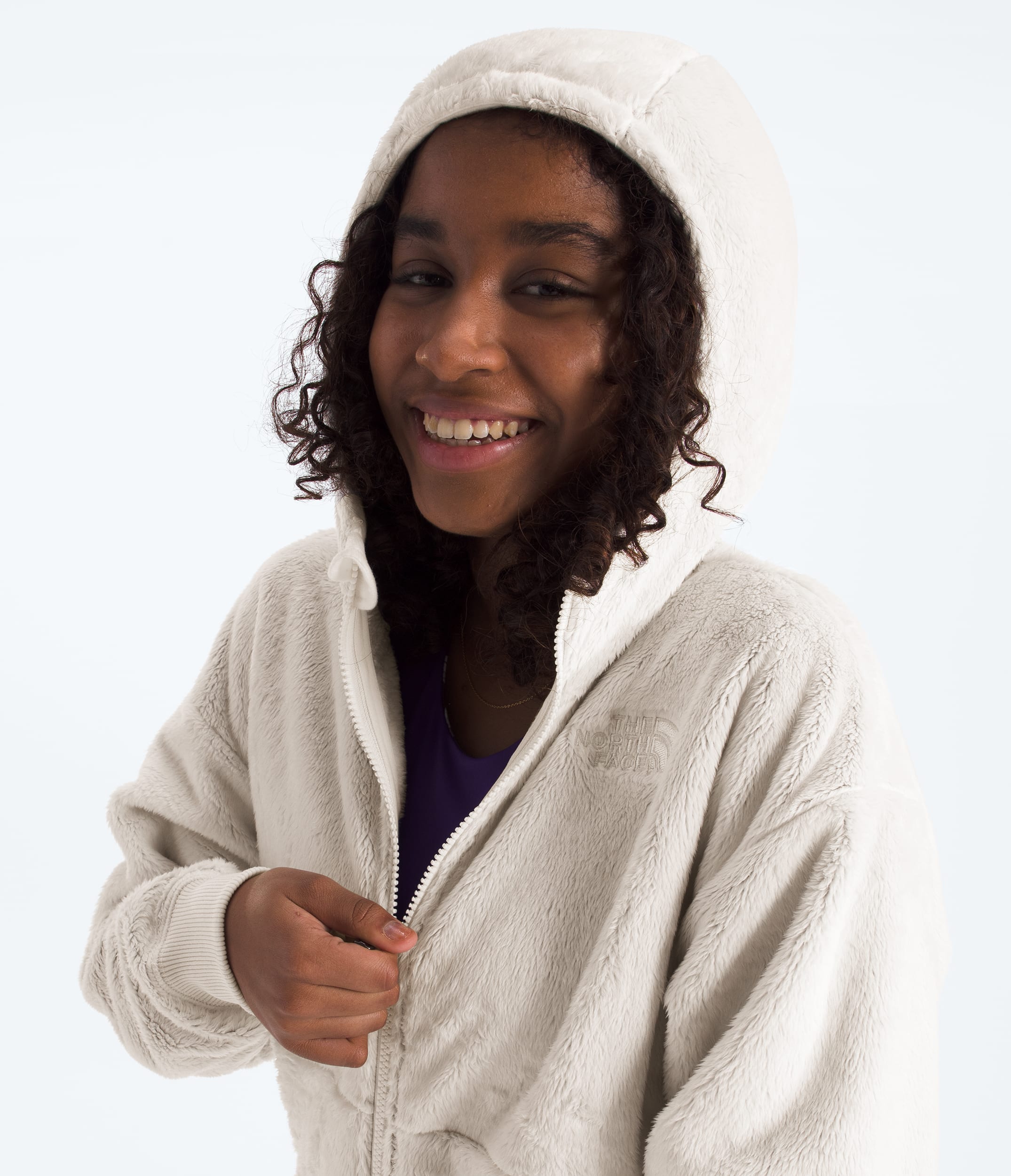Girls Osito FullZip Hoodie TNF White Dune MODELHOOD2