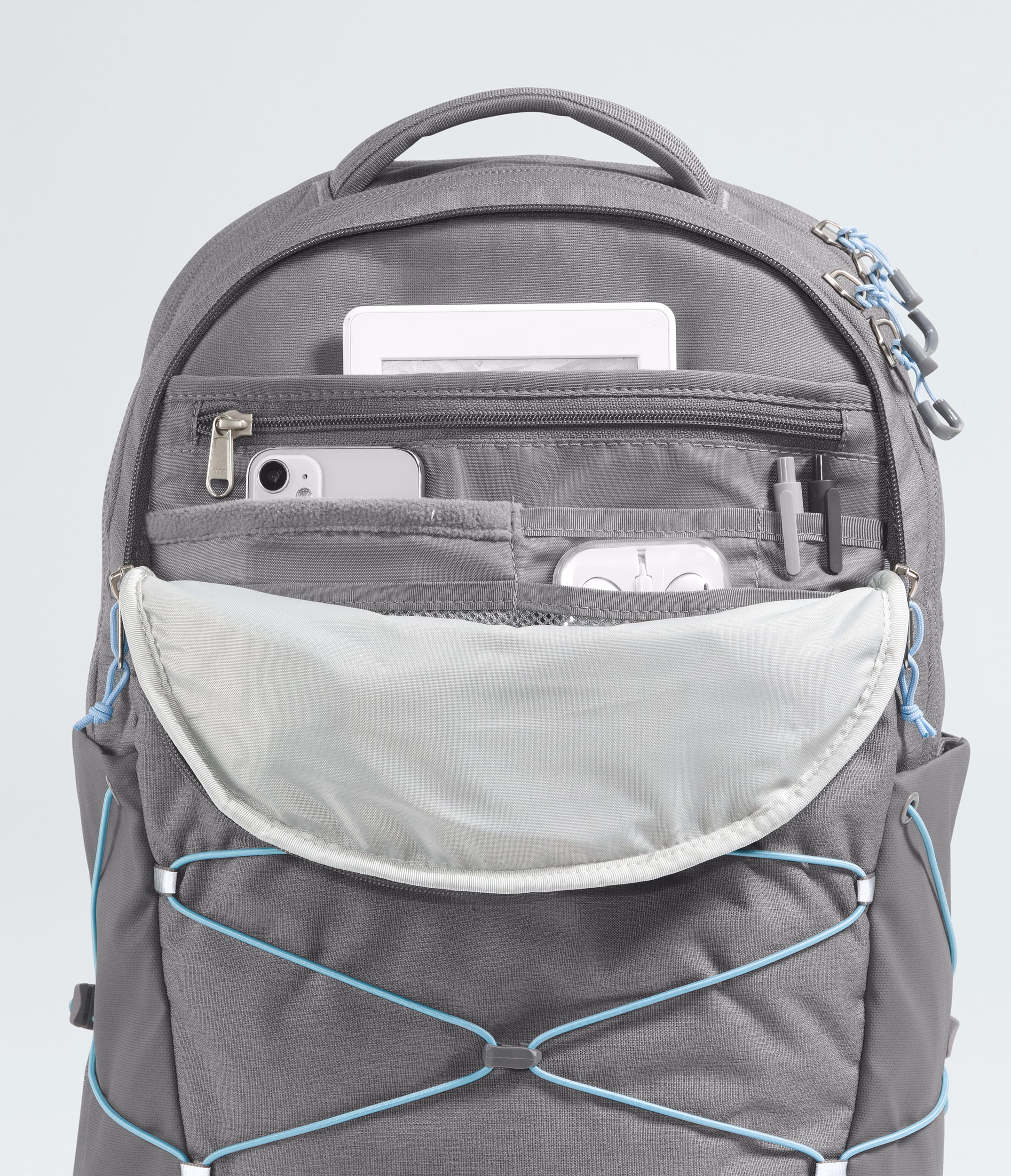 Womens Borealis Backpack TNF Zinc Grey Dark HeatherPowder Blue DETAIL1