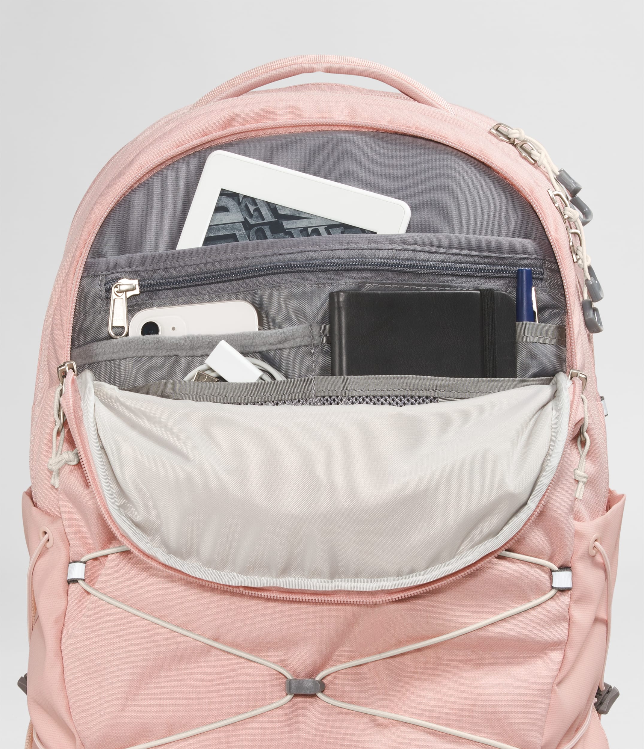 Womens Borealis Backpack TNF Pink Moss Dark HeatherGardenia White DETAIL1
