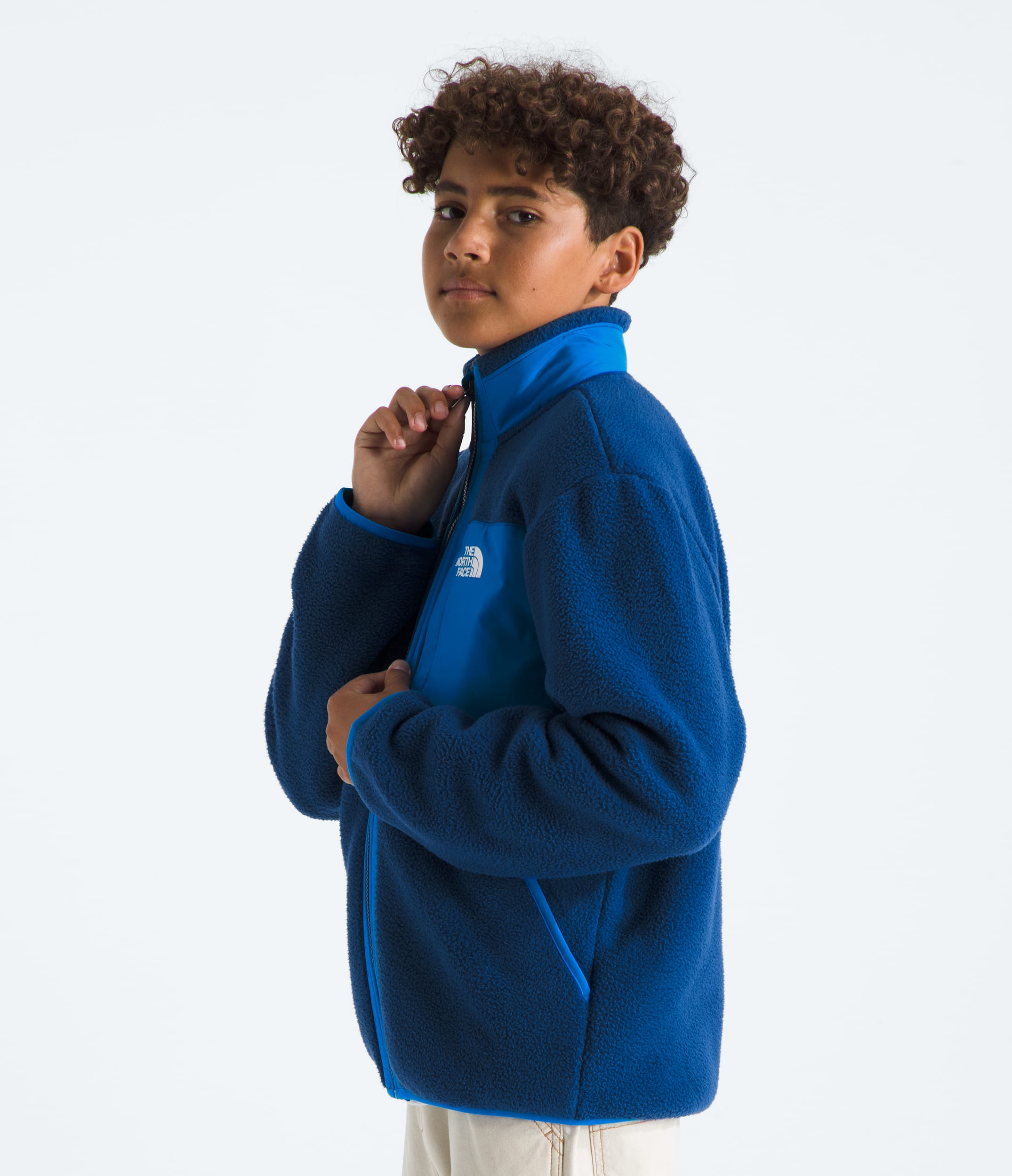 Boys Yumiori FullZip Jacket TNF Estate Blue MODEL34