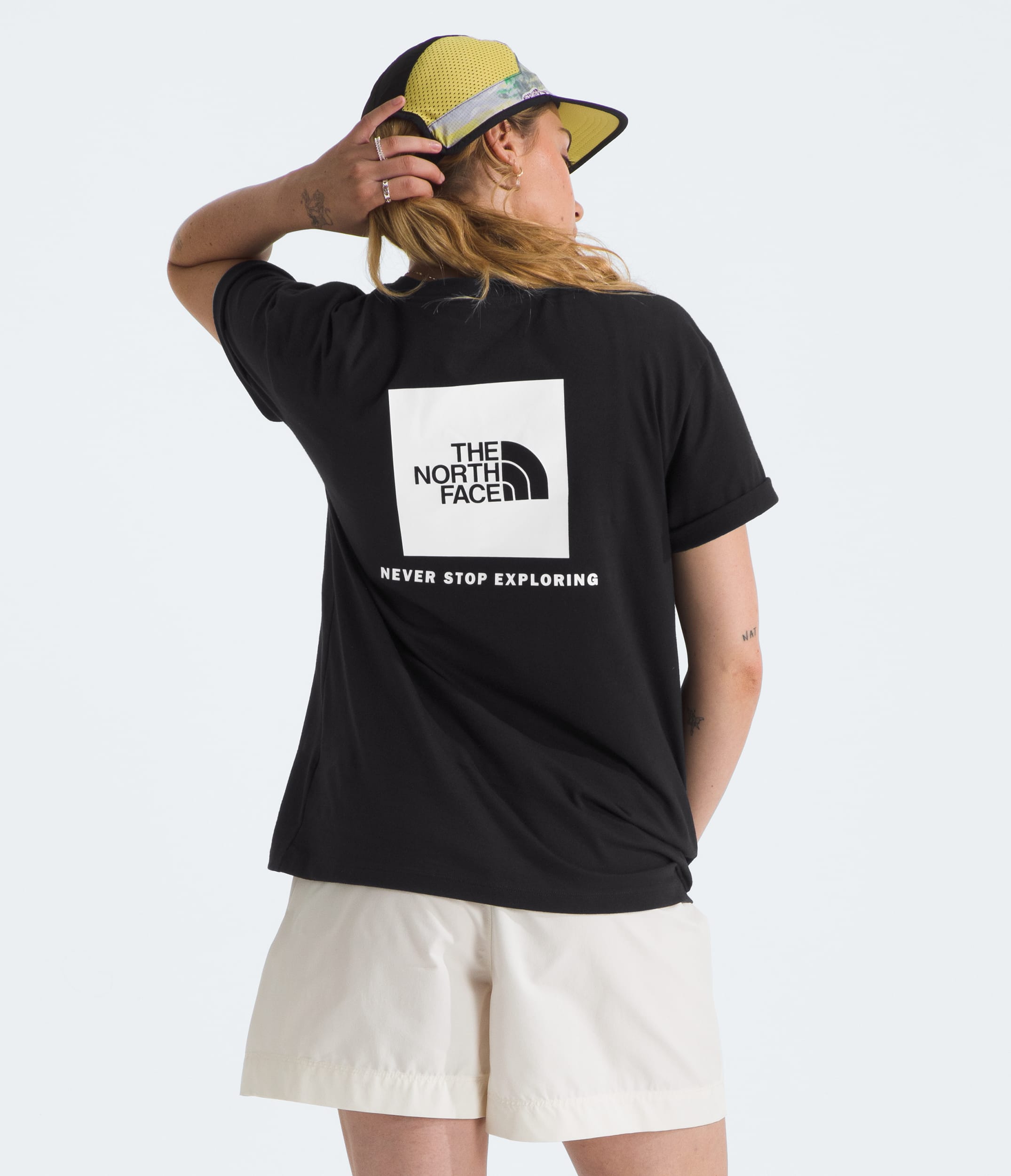 Womens Evolution Box NSE Relaxed ShortSleeve Tee TNF TNF BlackTNF White Main