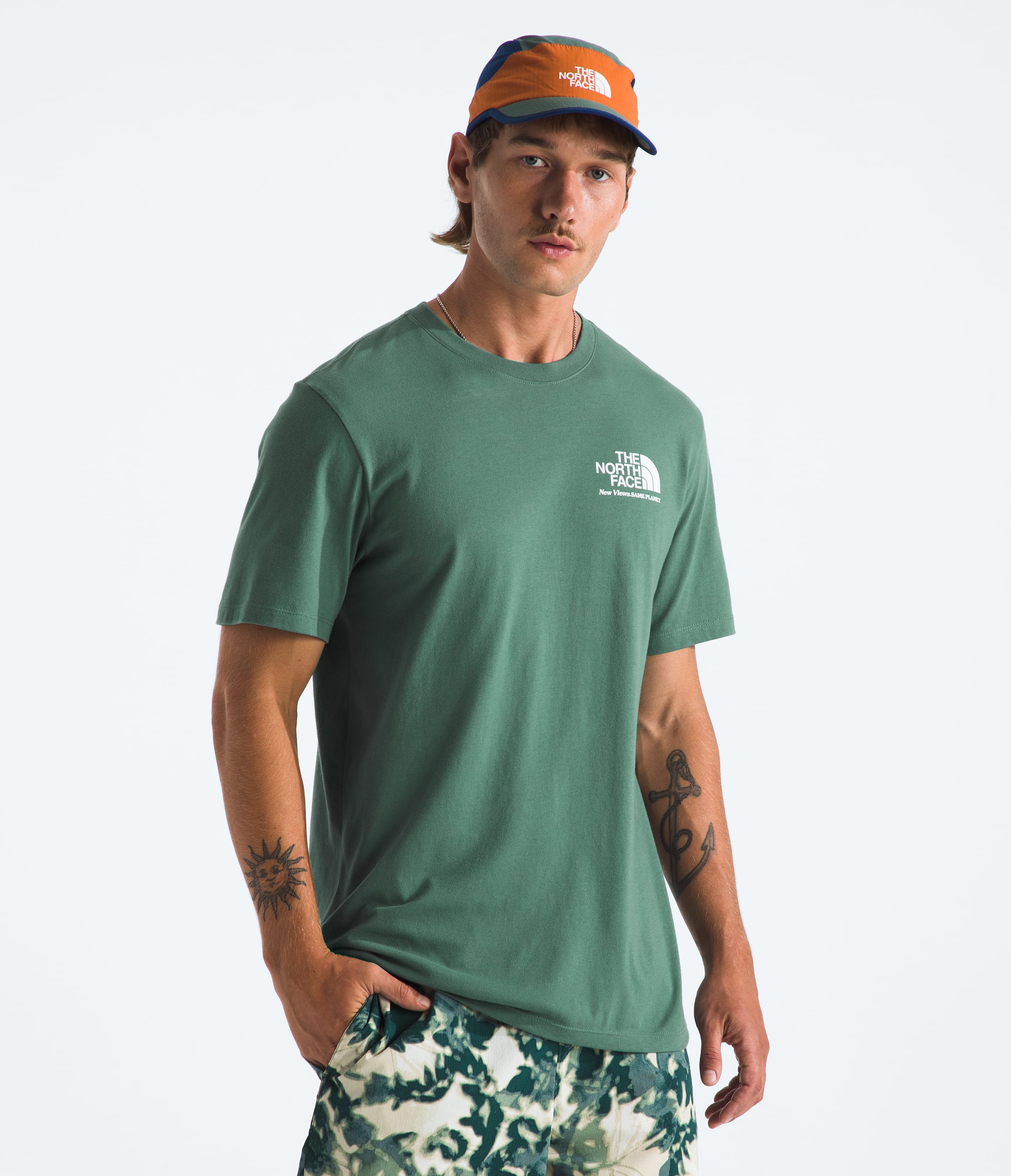 Mens ShortSleeve New Views Same Planet Earth Dome Tee TNF BACK