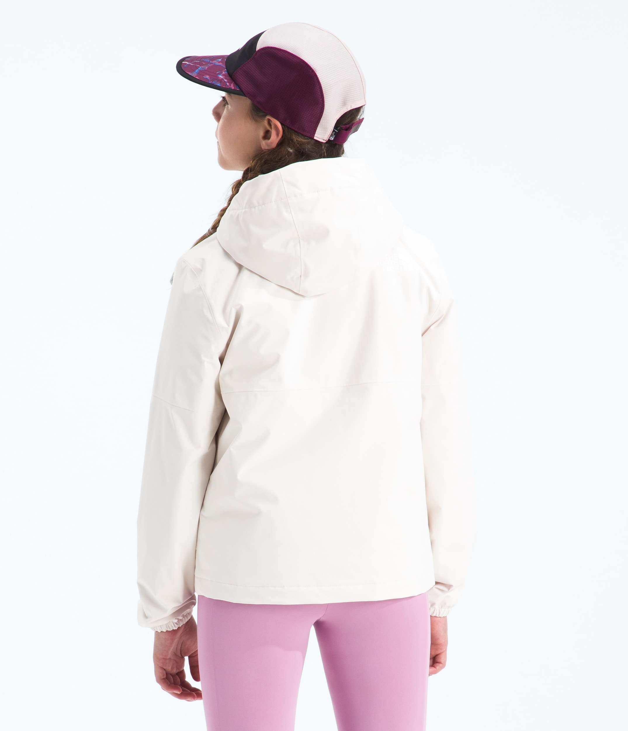 Girls Warm Antora Rain Jacket TNF White Dune BACK