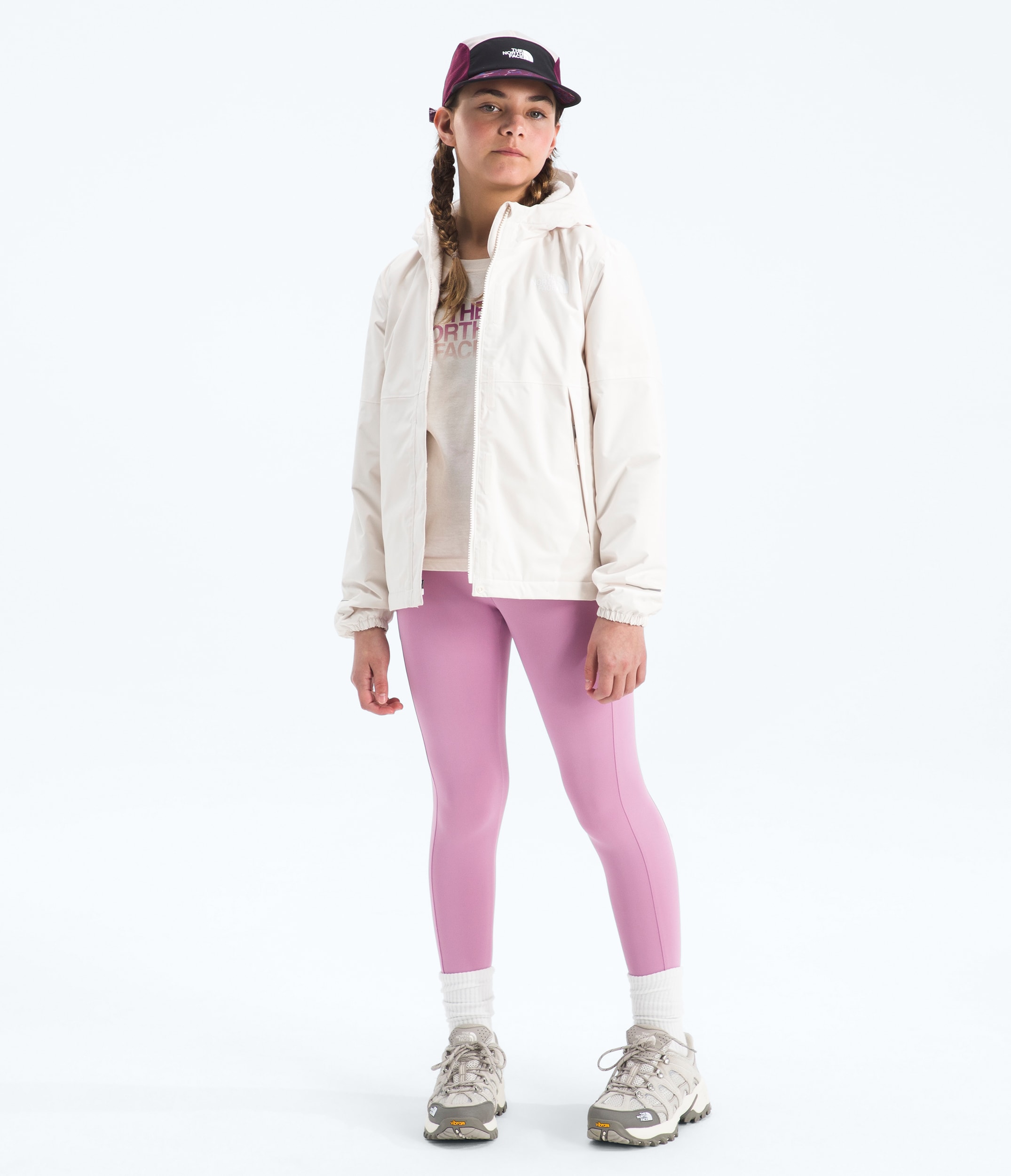 Girls Warm Antora Rain Jacket TNF White Dune HERO2