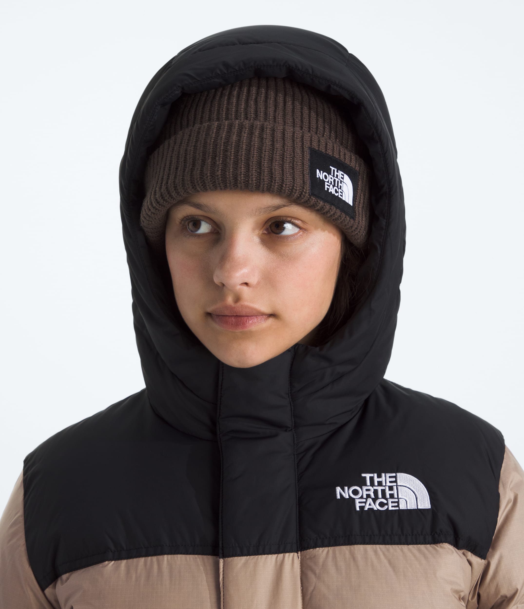 Boys  Girls Nuptse Long Parka TNF MODELHOOD2