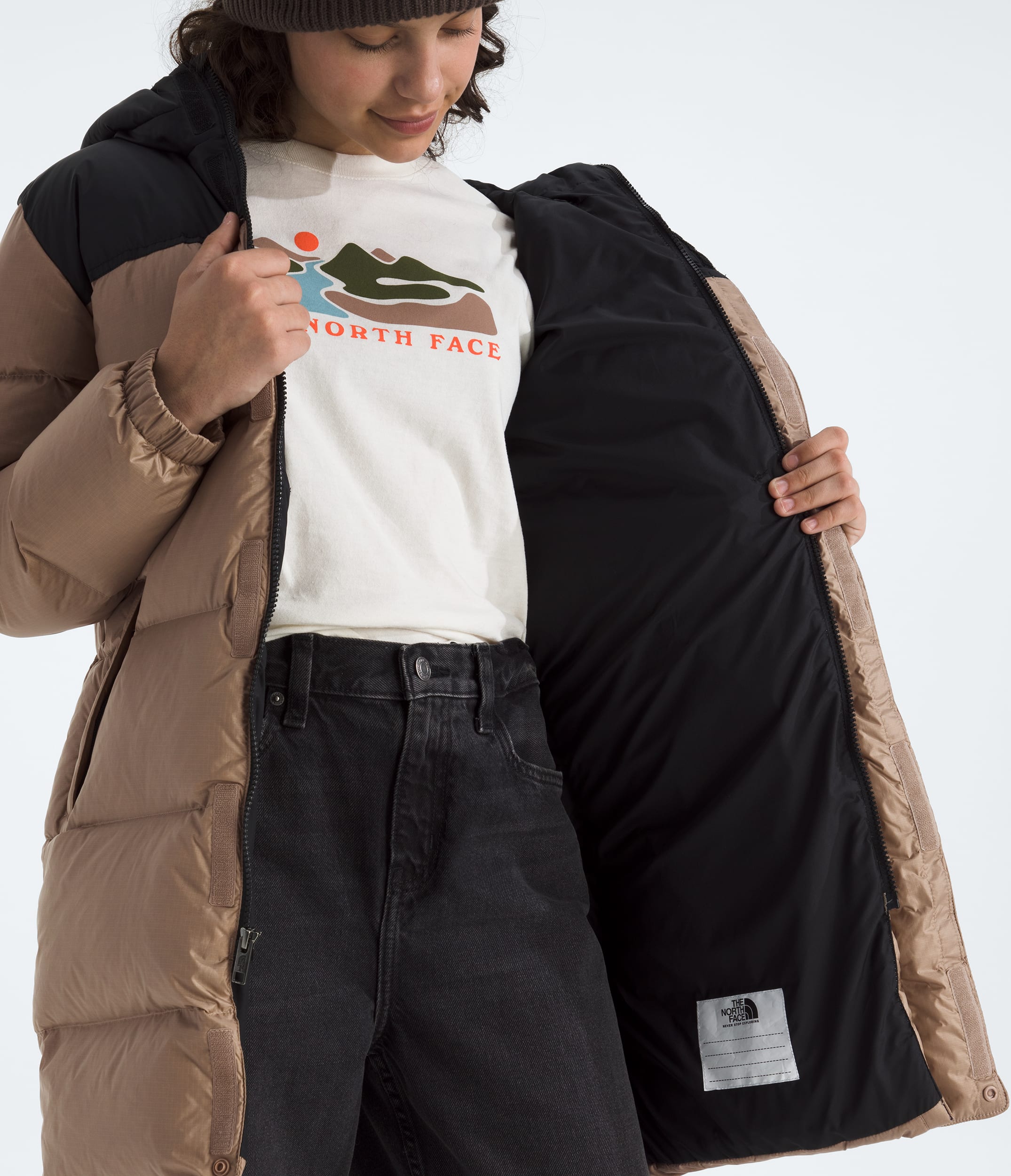 Boys  Girls Nuptse Long Parka TNF MODELINT