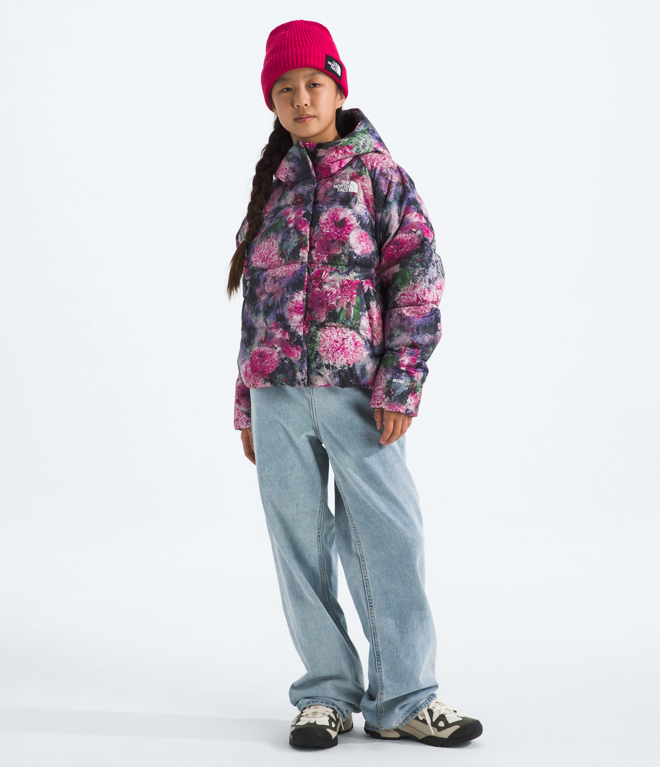 Manteau  capuchon North Down pour filles imprim TNF HERO2