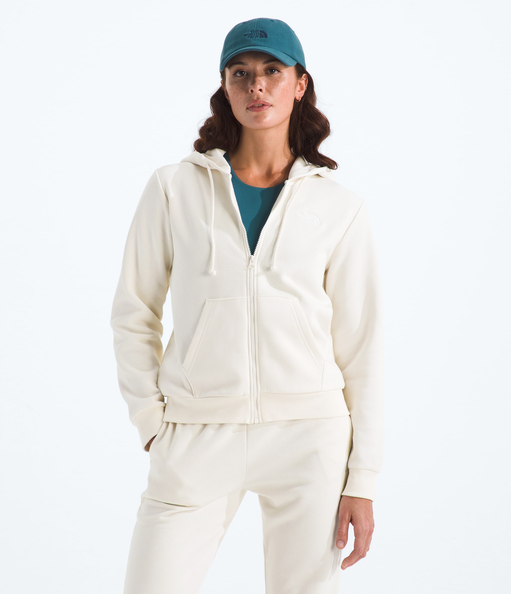 Womens Evolution Simple Dome Regular FullZip Hoodie TNF White Dune Main