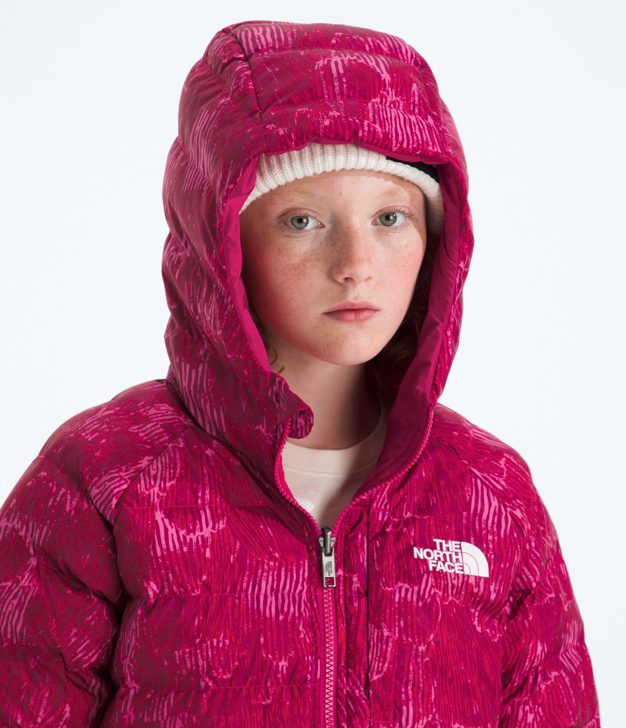 Girls Reversible Perrito Hooded JacketPrint TNF MODELHOOD2