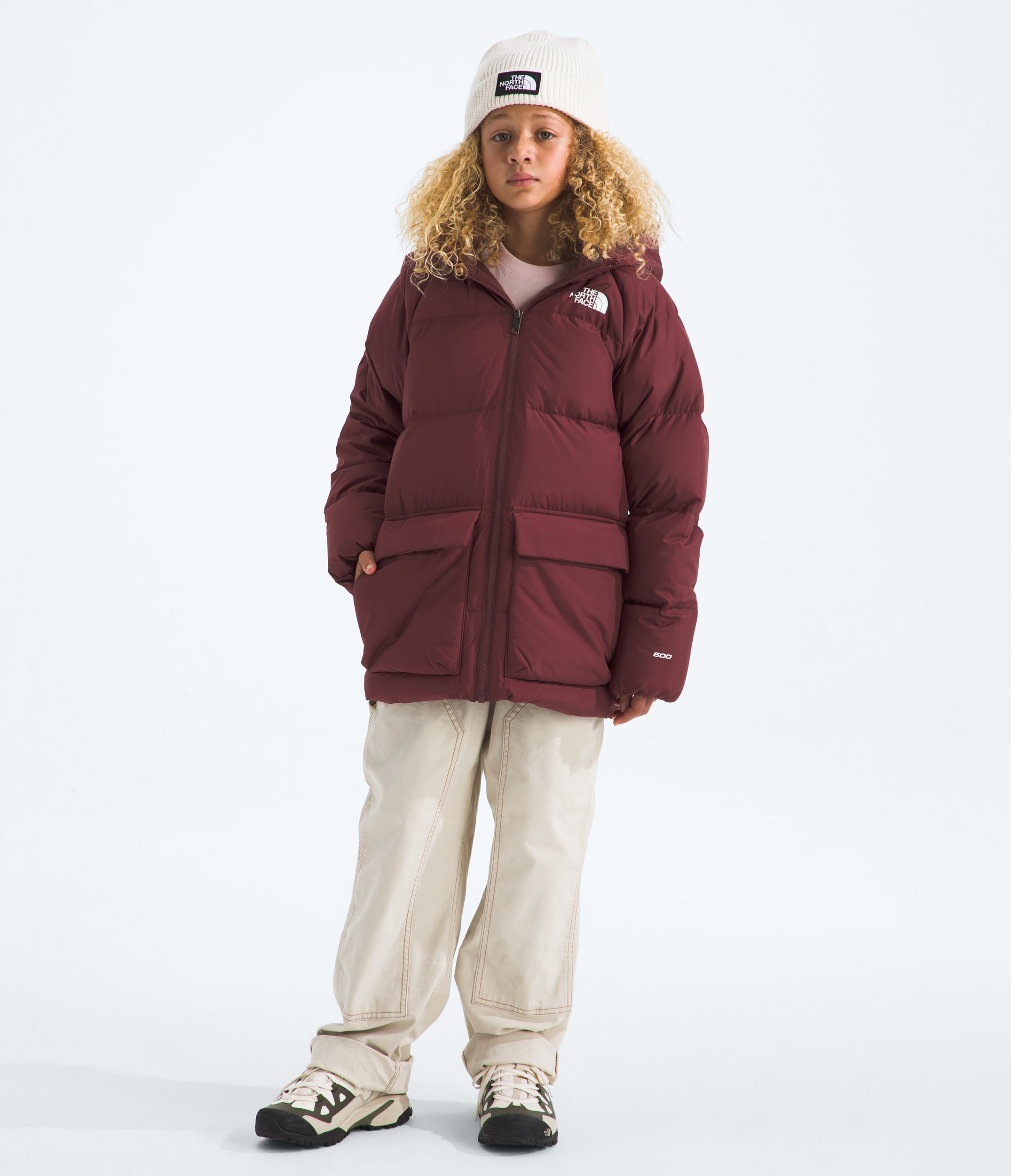 Courte parka double en molleton North Down pour garons et filles TNF HERO3