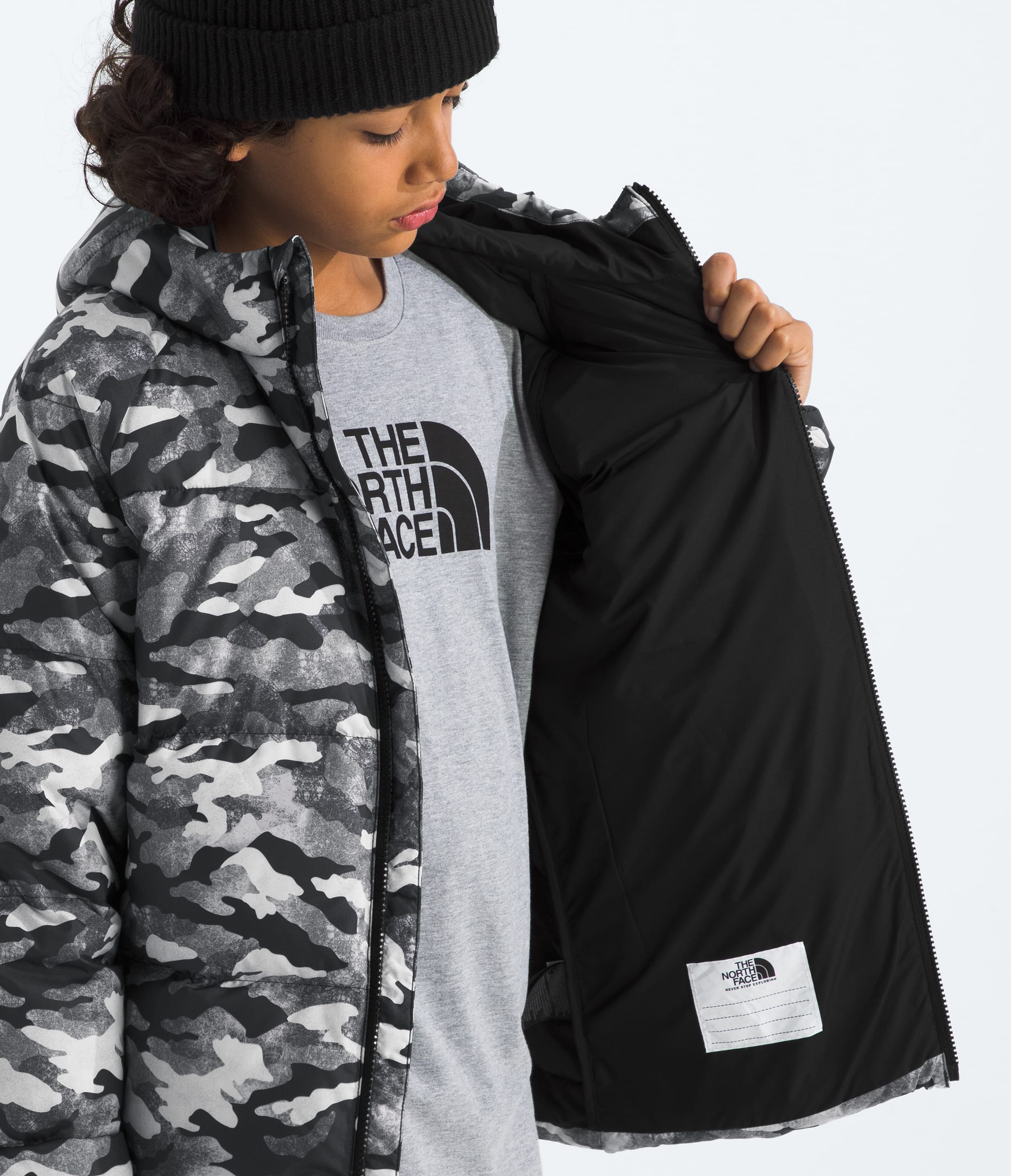 Boys North Down Hooded JacketPrint TNF MODELINT