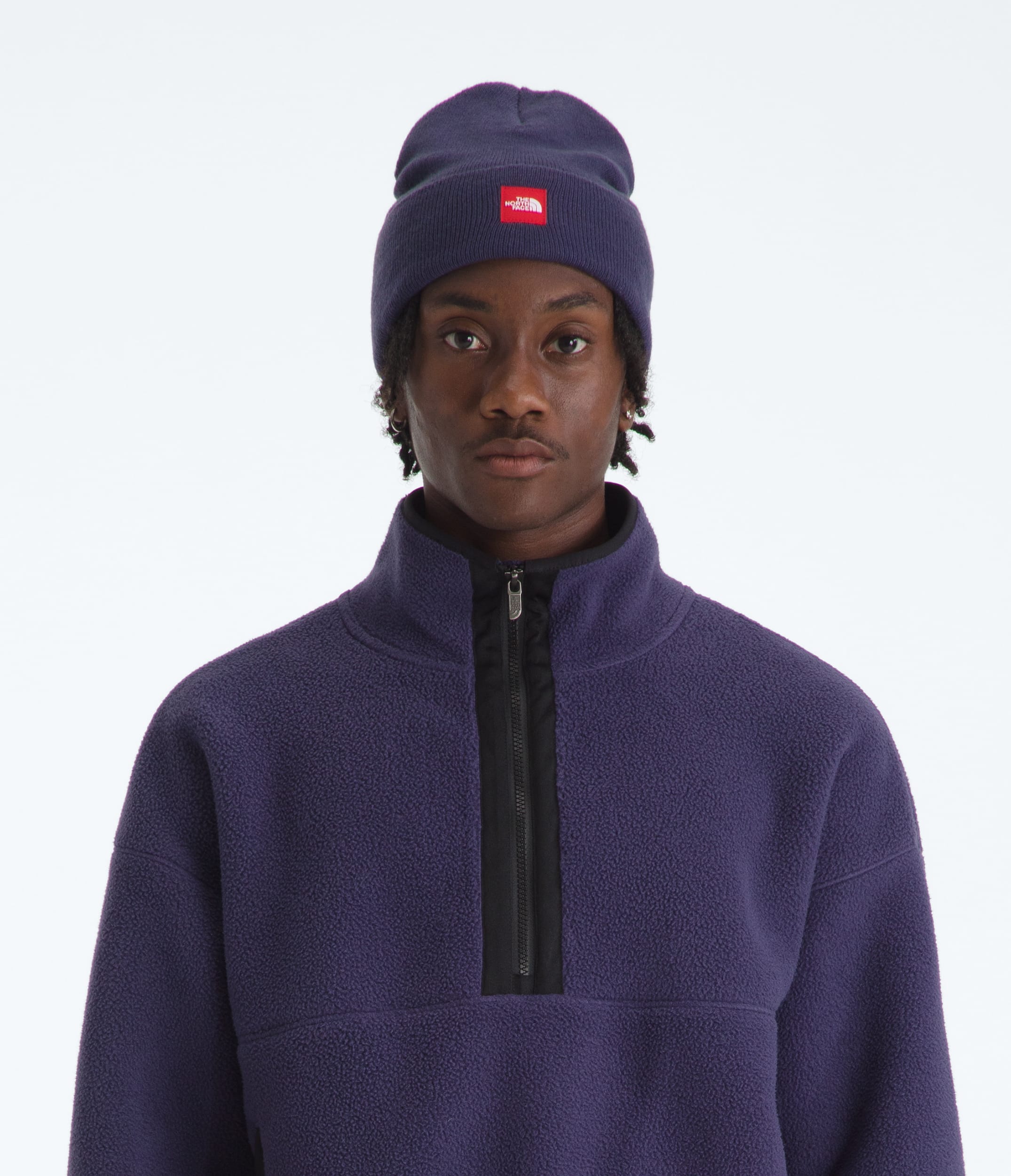 TNF Red Box Beanie TNF Eternal Purple MODELBACK
