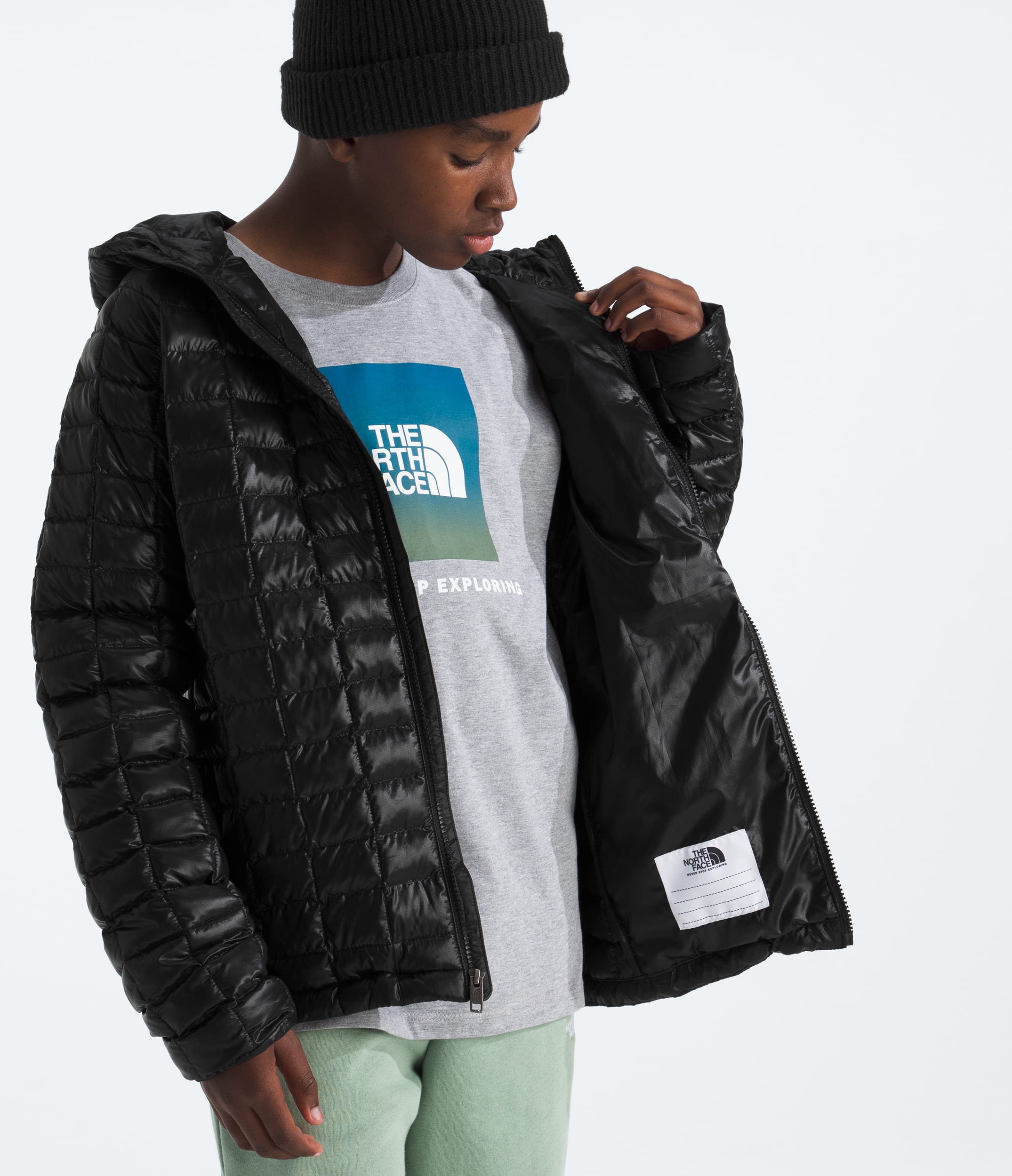 Boys  Girls THERMOBALL Hooded Jacket TNF TNF Black MODELINT