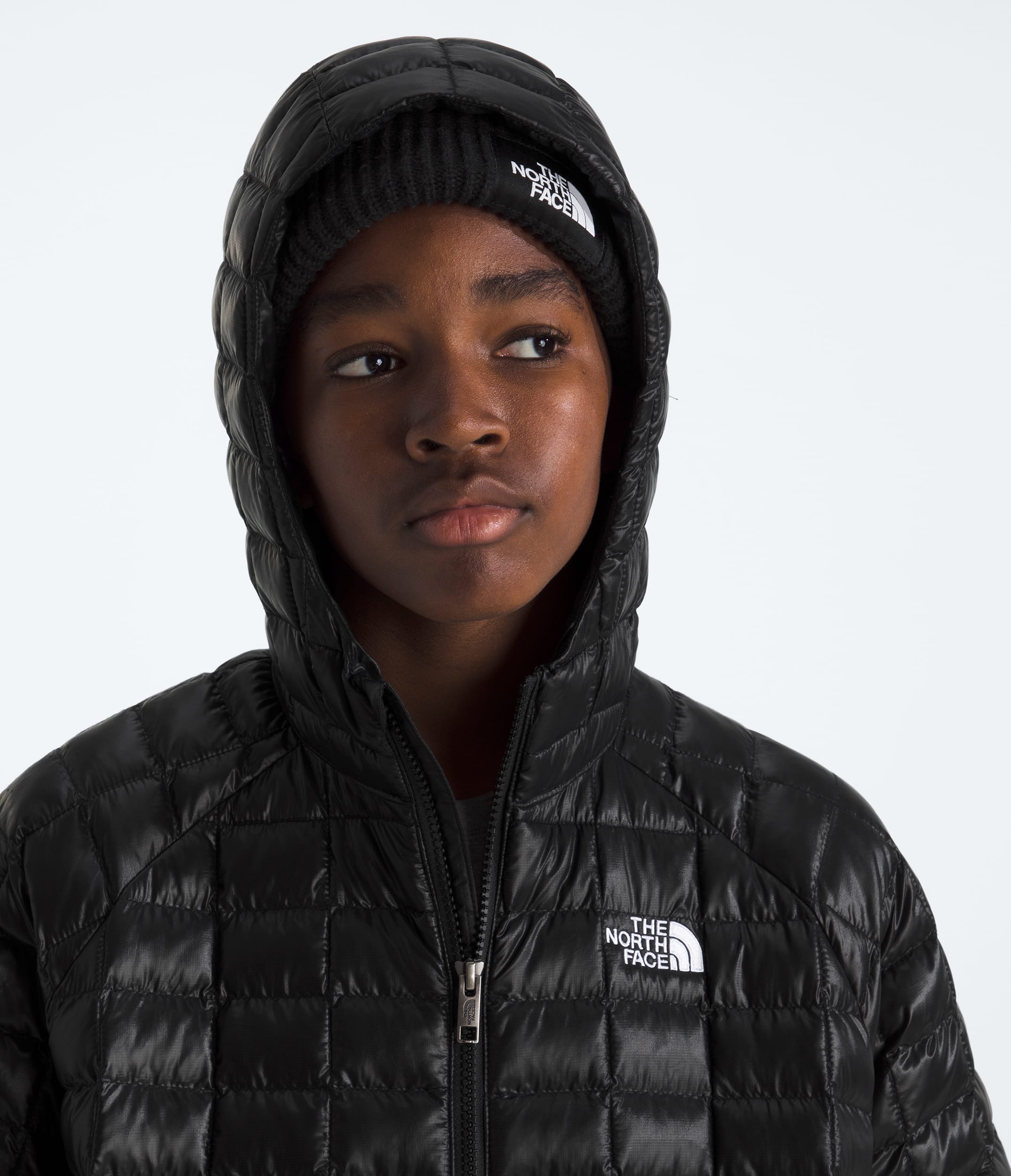 Boys  Girls THERMOBALL Hooded Jacket TNF TNF Black MODELHOOD2