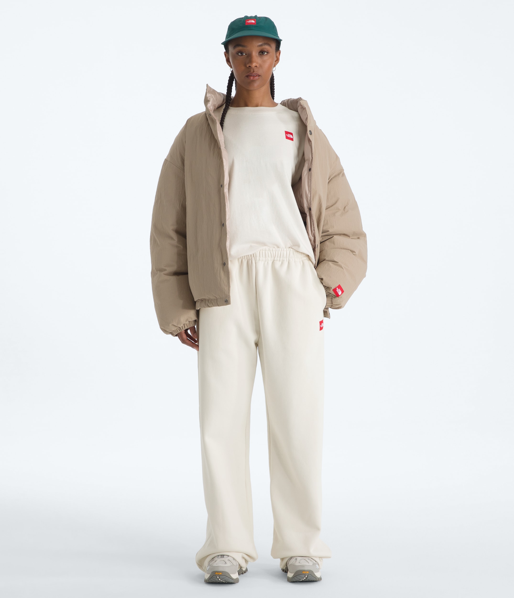 Womens TNF Red Box Sweatpants TNF White Dune HERO2