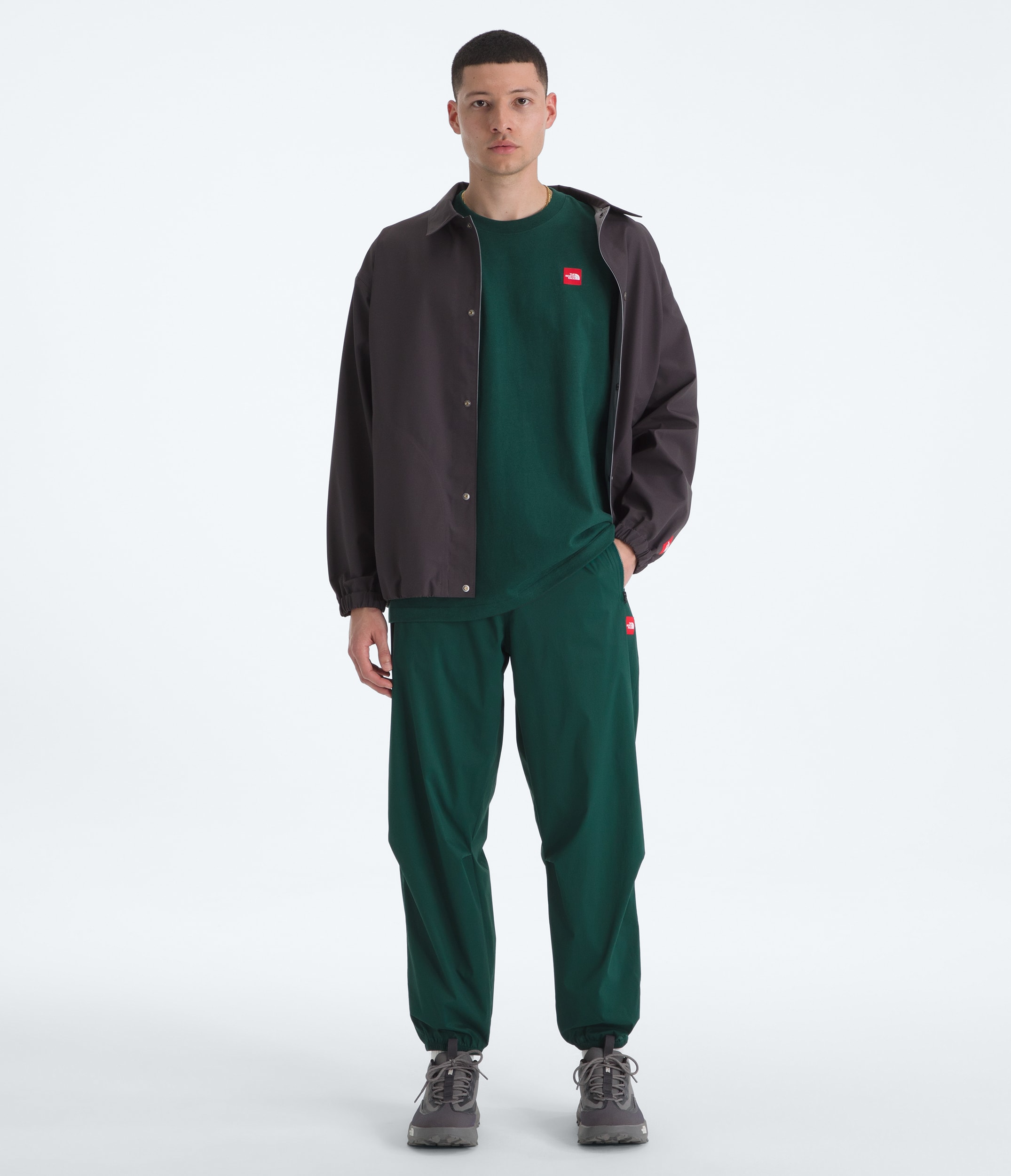 Mens TNF Red Box ShortSleeve Tee TNF Hunter Green HERO2