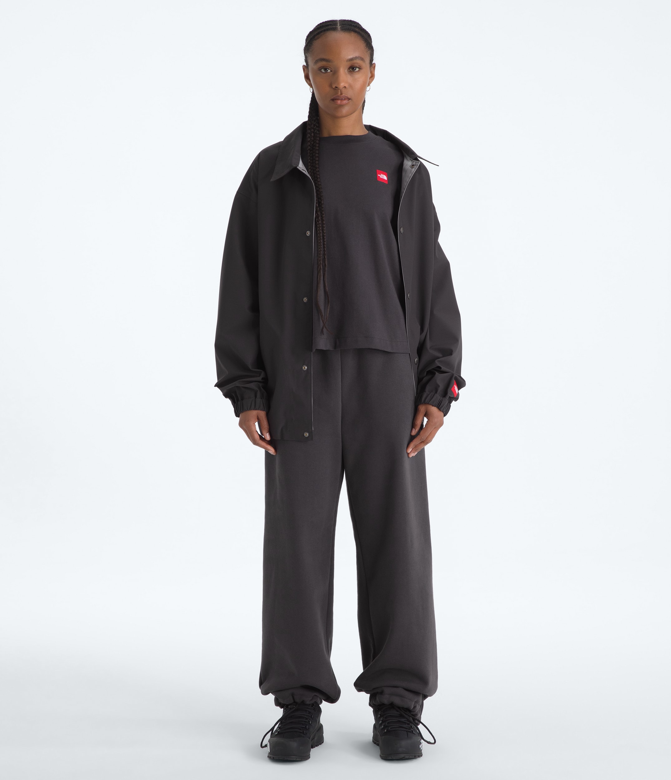 Womens TNF Red Box ShortSleeve Boxy Tee TNF Obsidian HERO2