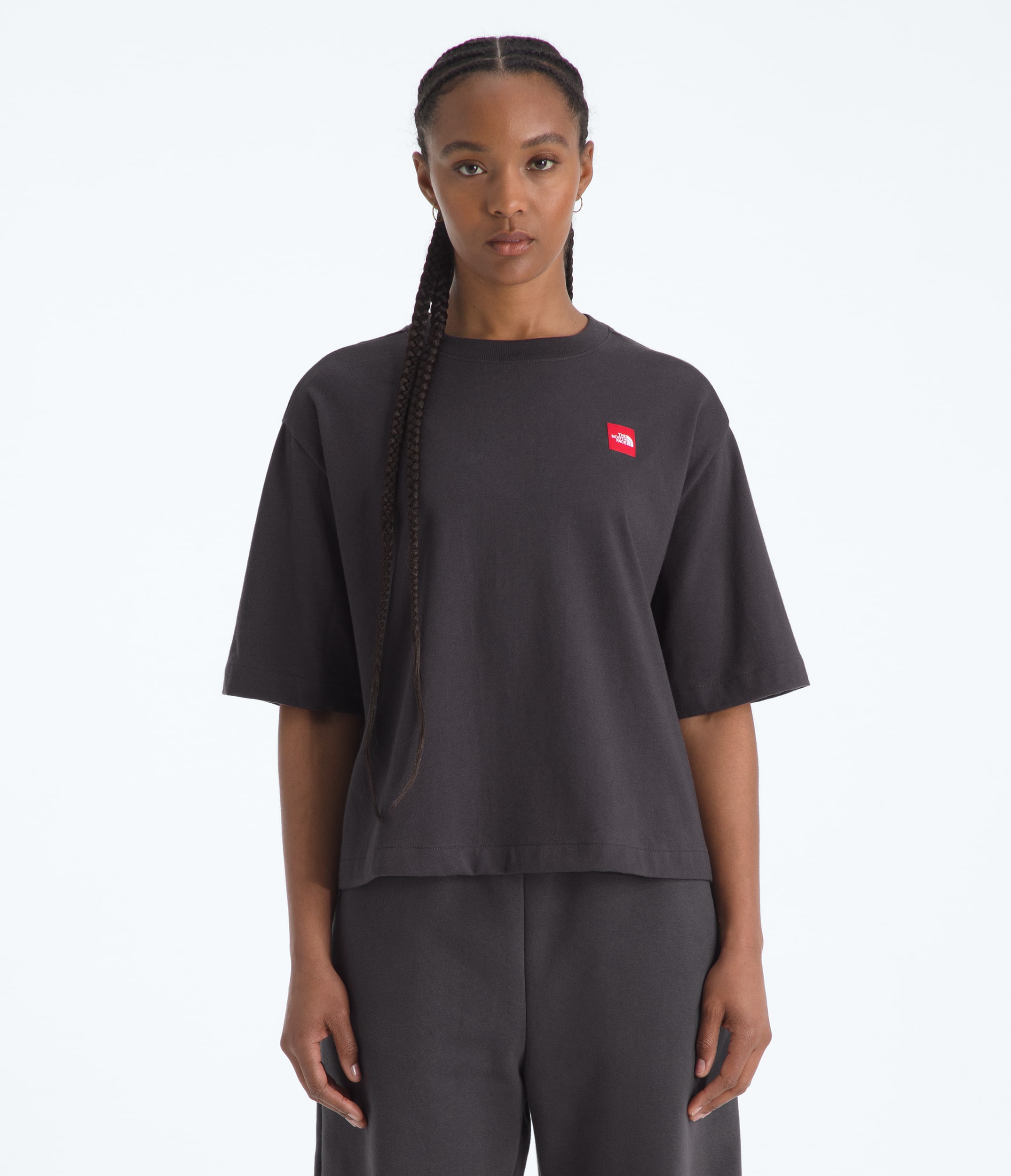 Womens TNF Red Box ShortSleeve Boxy Tee TNF Obsidian Main