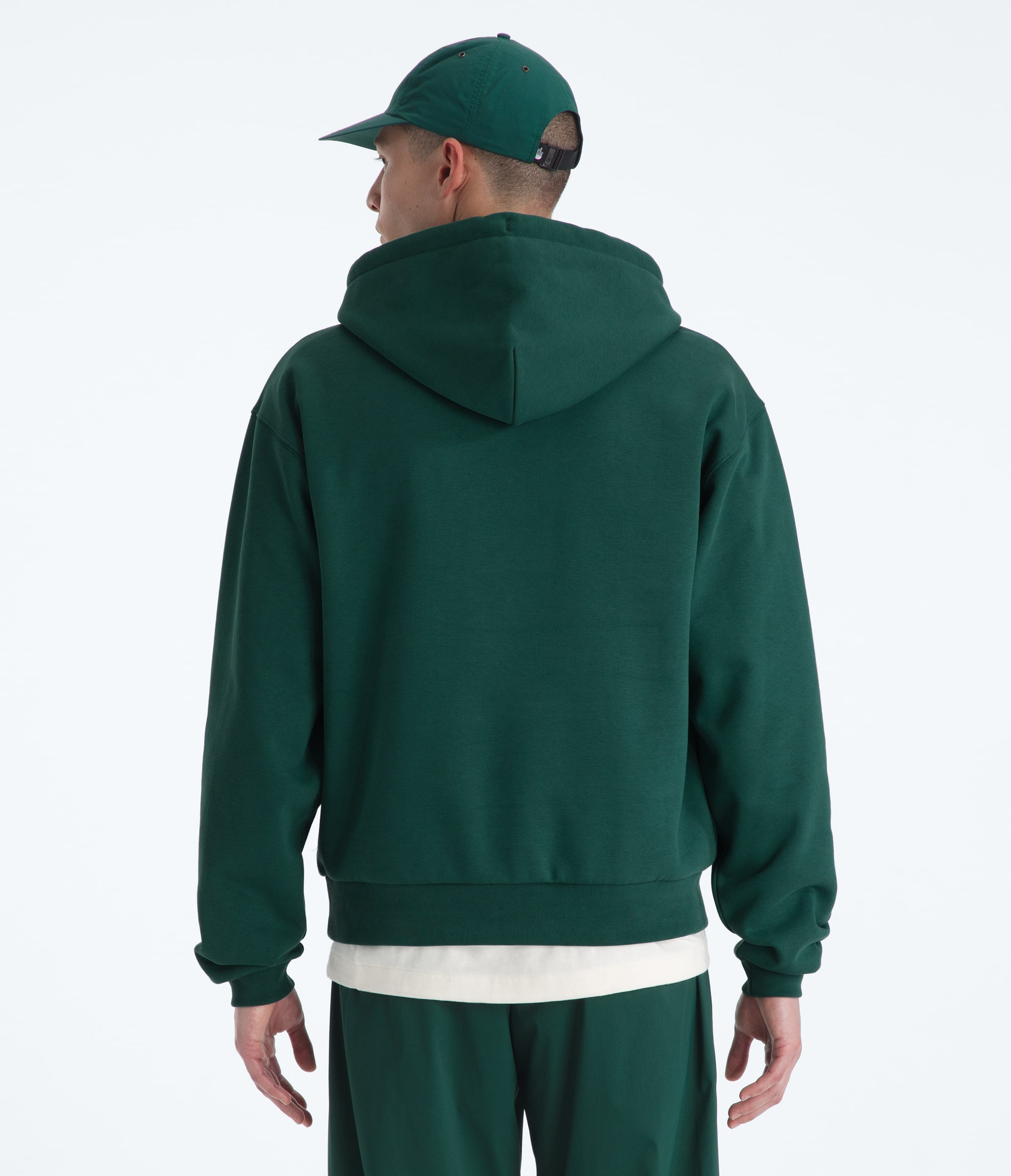 Mens TNF Red Box Hoodie TNF Hunter Green BACK