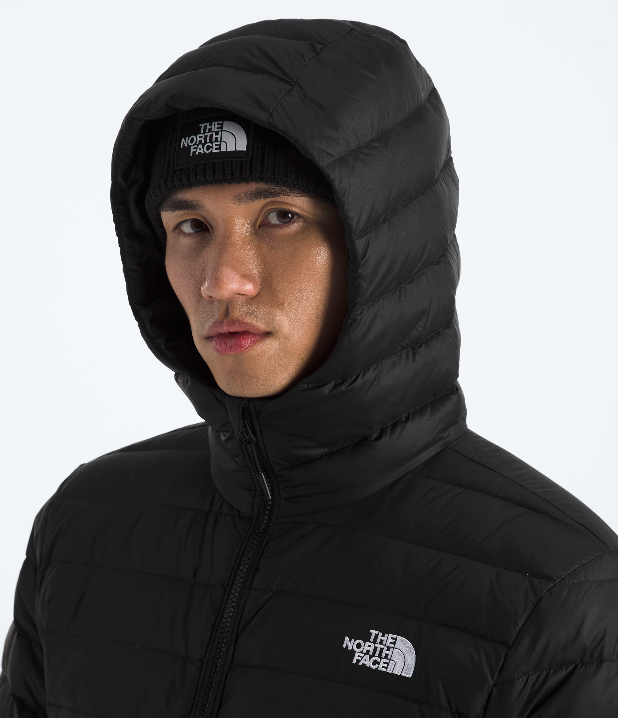 Mens Classic Down Hooded Jacket TNF MODELHOOD2