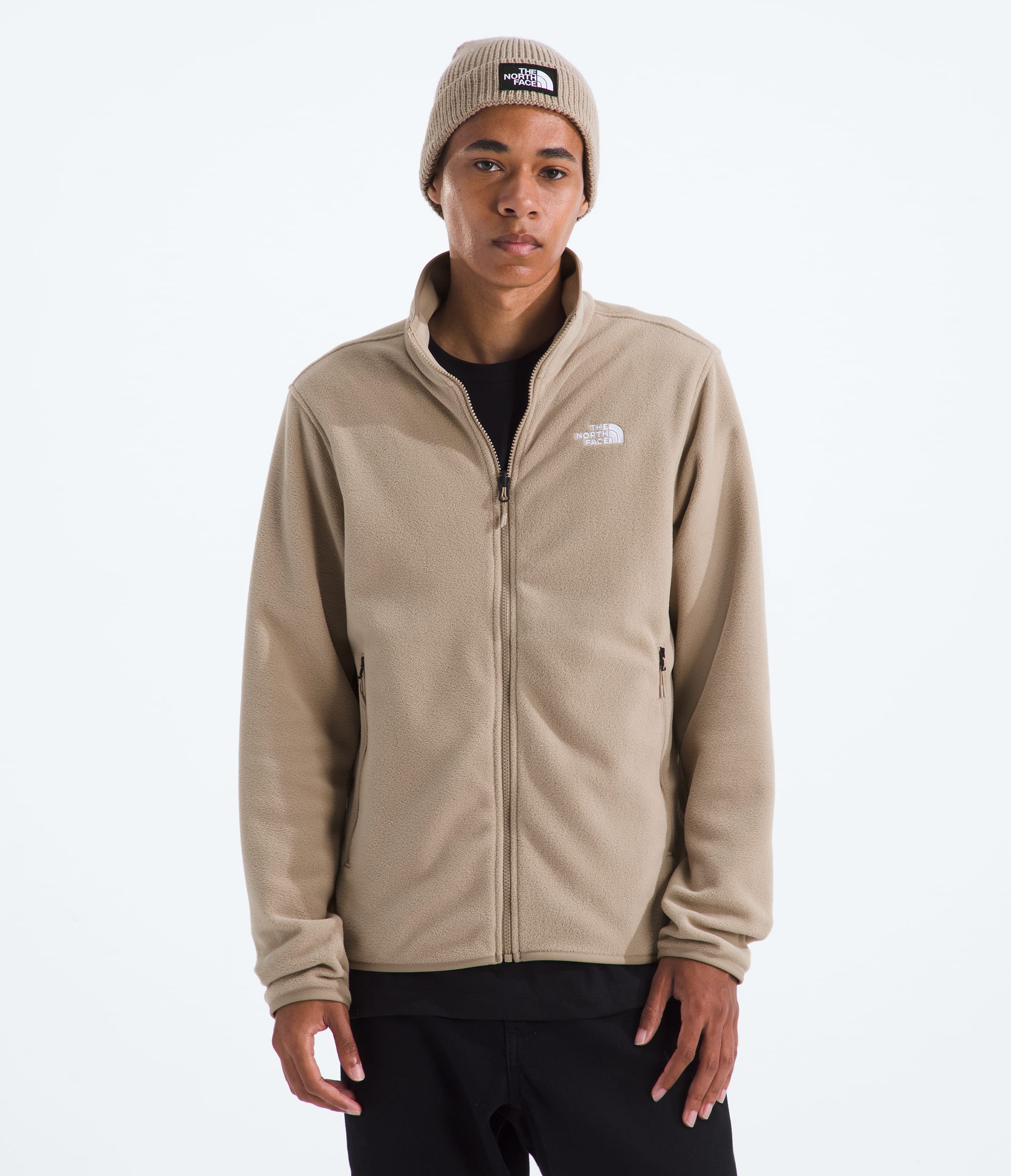 Mens Glacier Fleece Jacket TNF Mushroom Grey Main