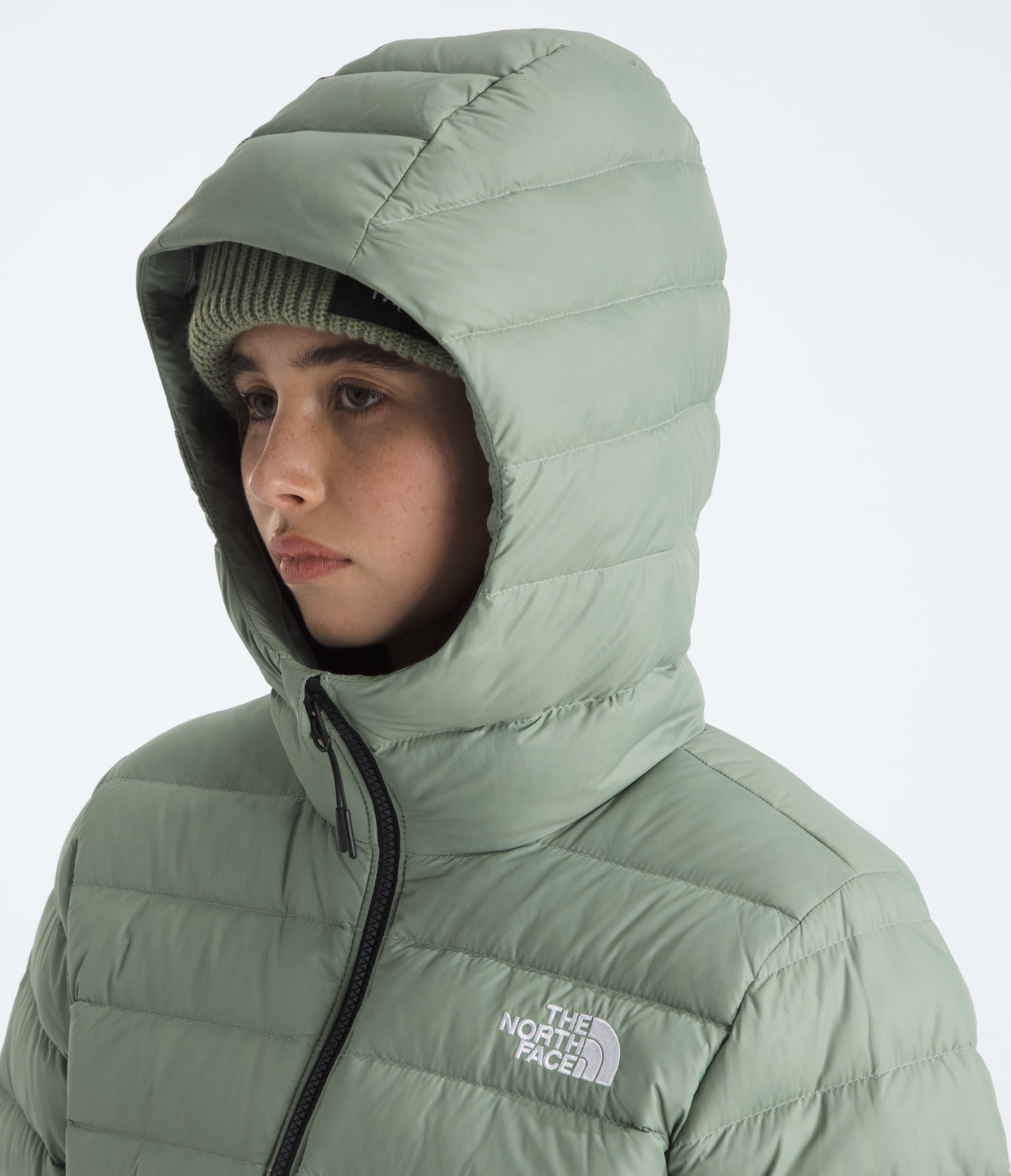 Womens Classic Down Hooded Jacket TNF MODELHOOD2