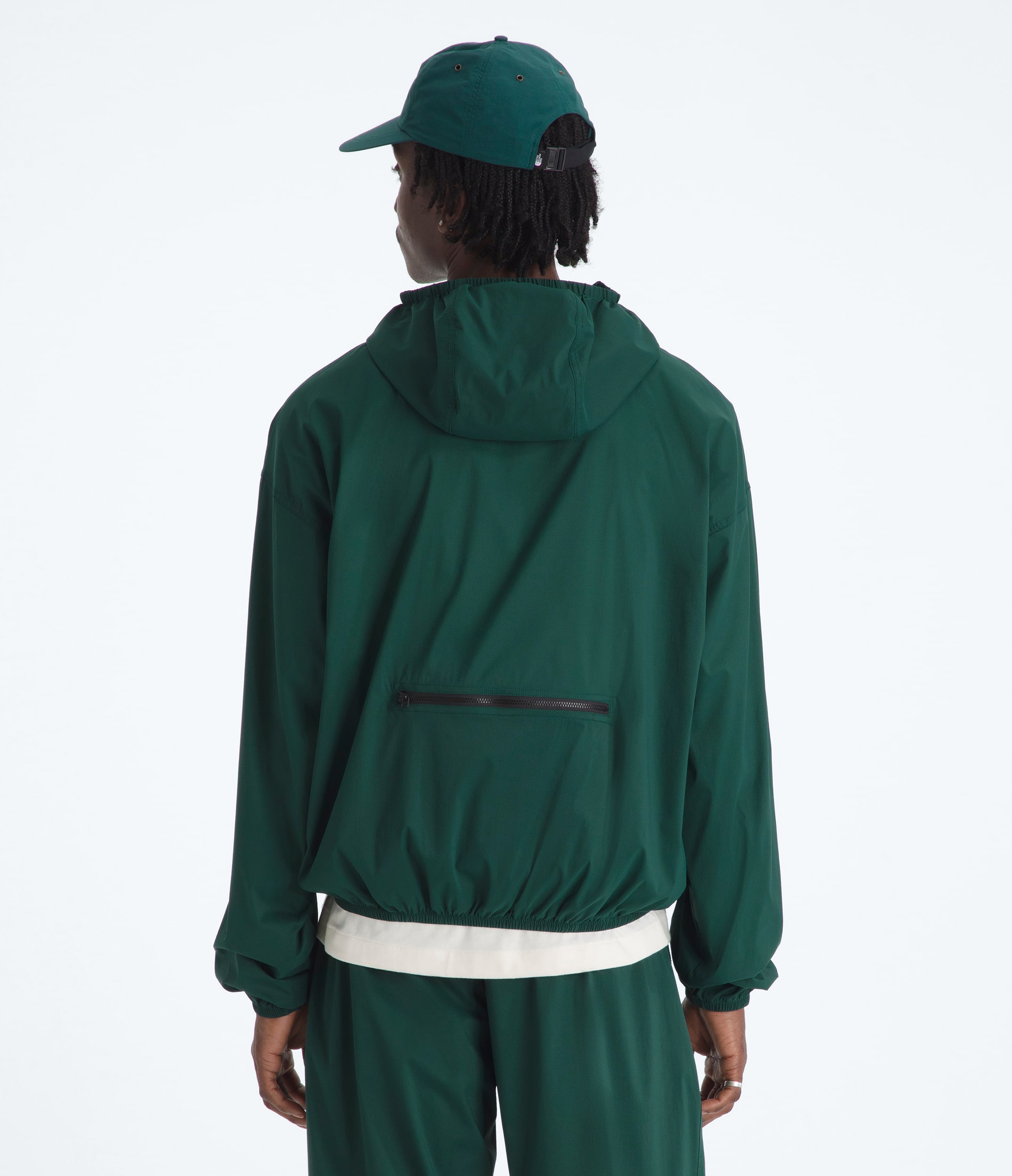 Mens TNF Red Box Packable Hooded Wind Jacket TNF BACK