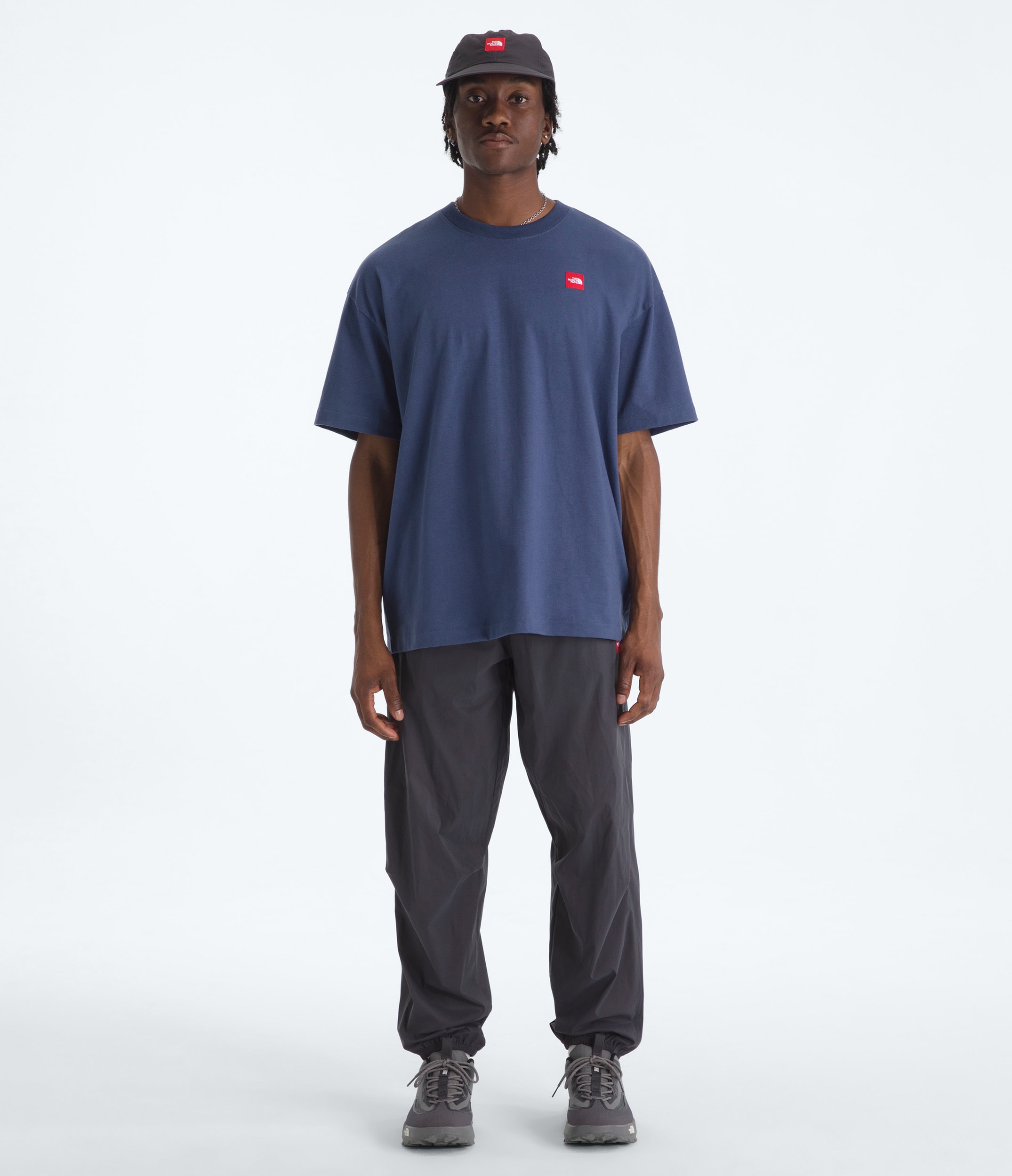 Mens TNF Red Box ShortSleeve Tee TNF Lunar Blue HERO2