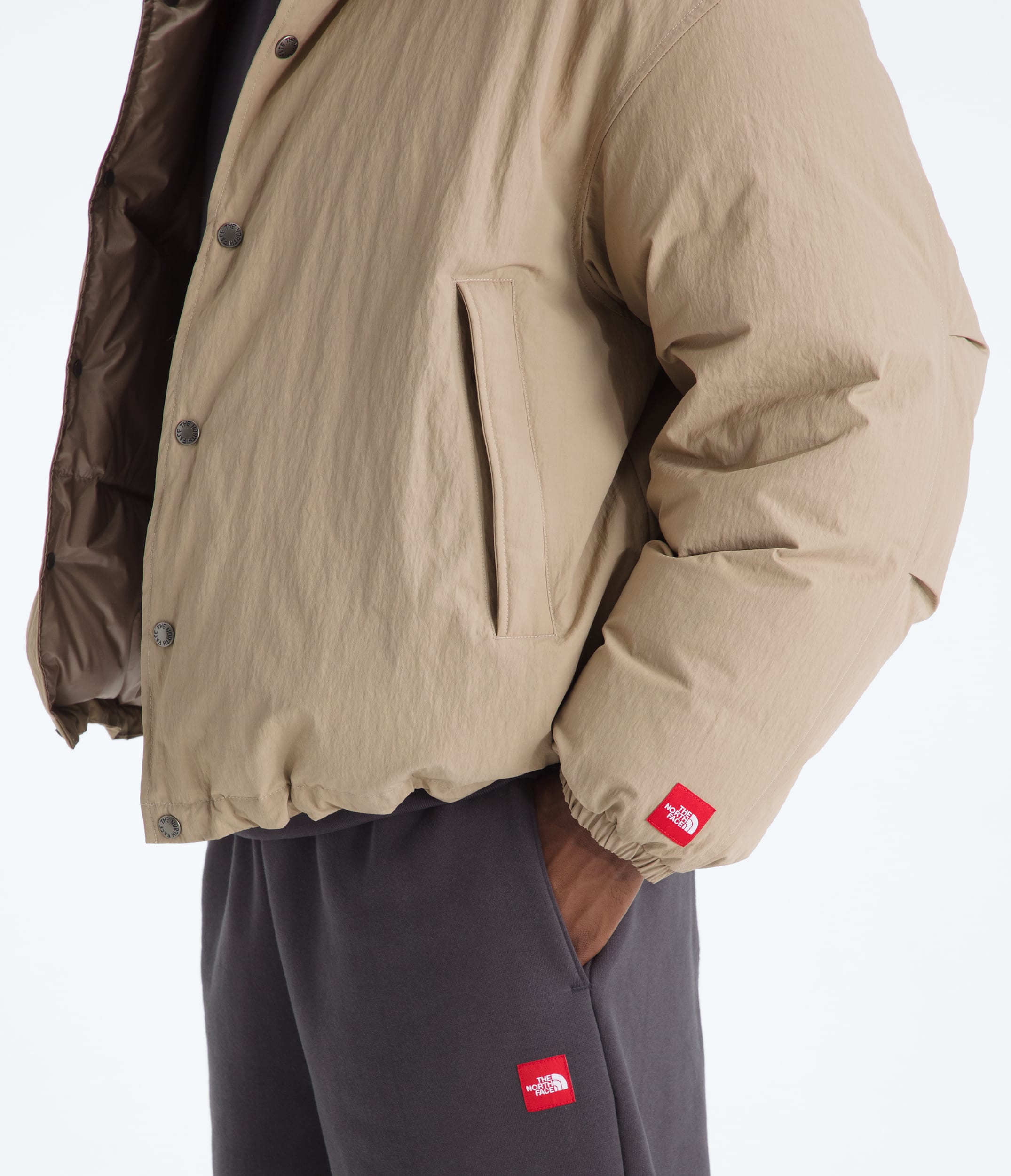 TNF Red Box Down Jacket TNF Mushroom Grey ALT1