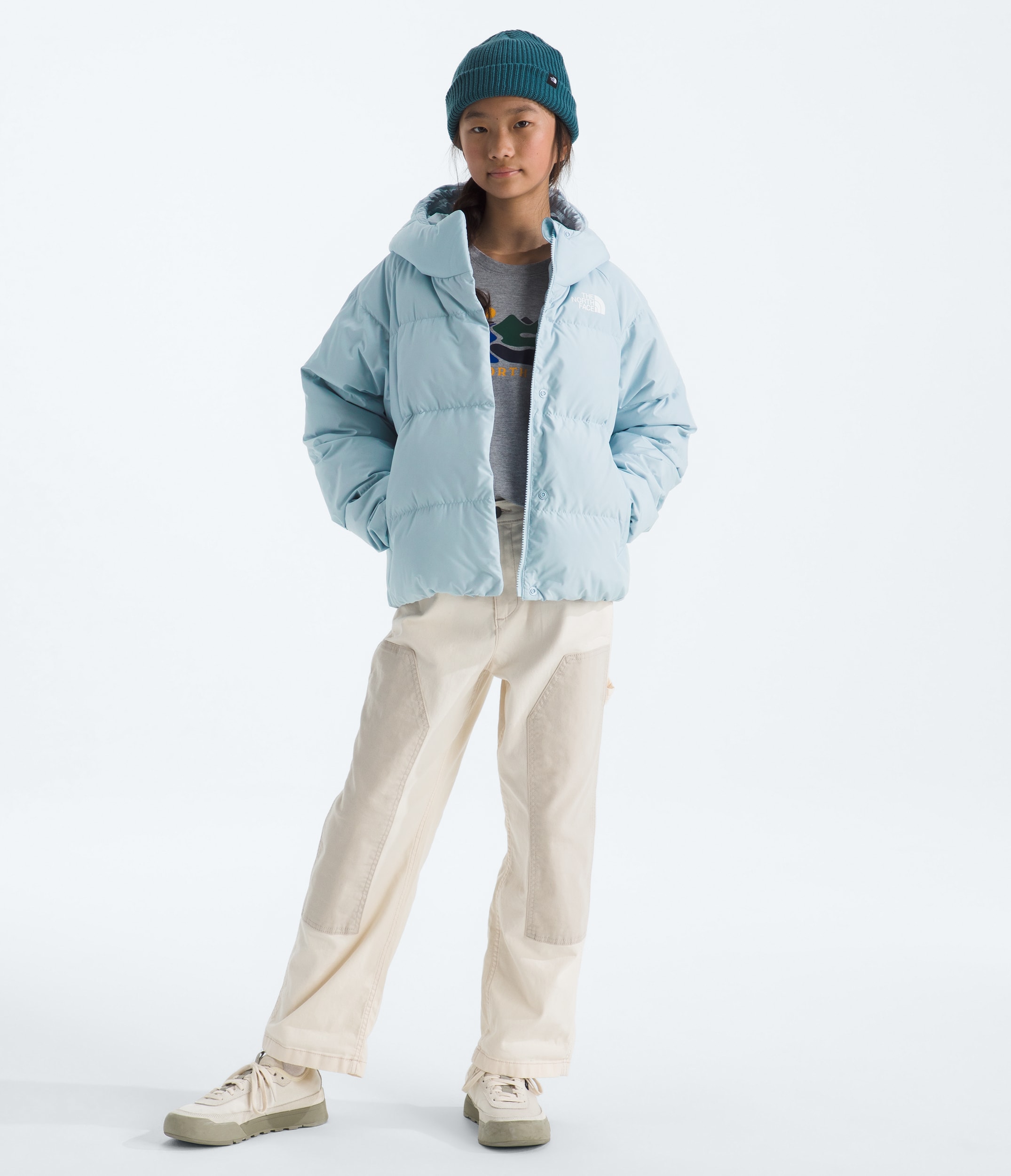 Girls North Down Hooded Jacket TNF Polar Haze HERO2