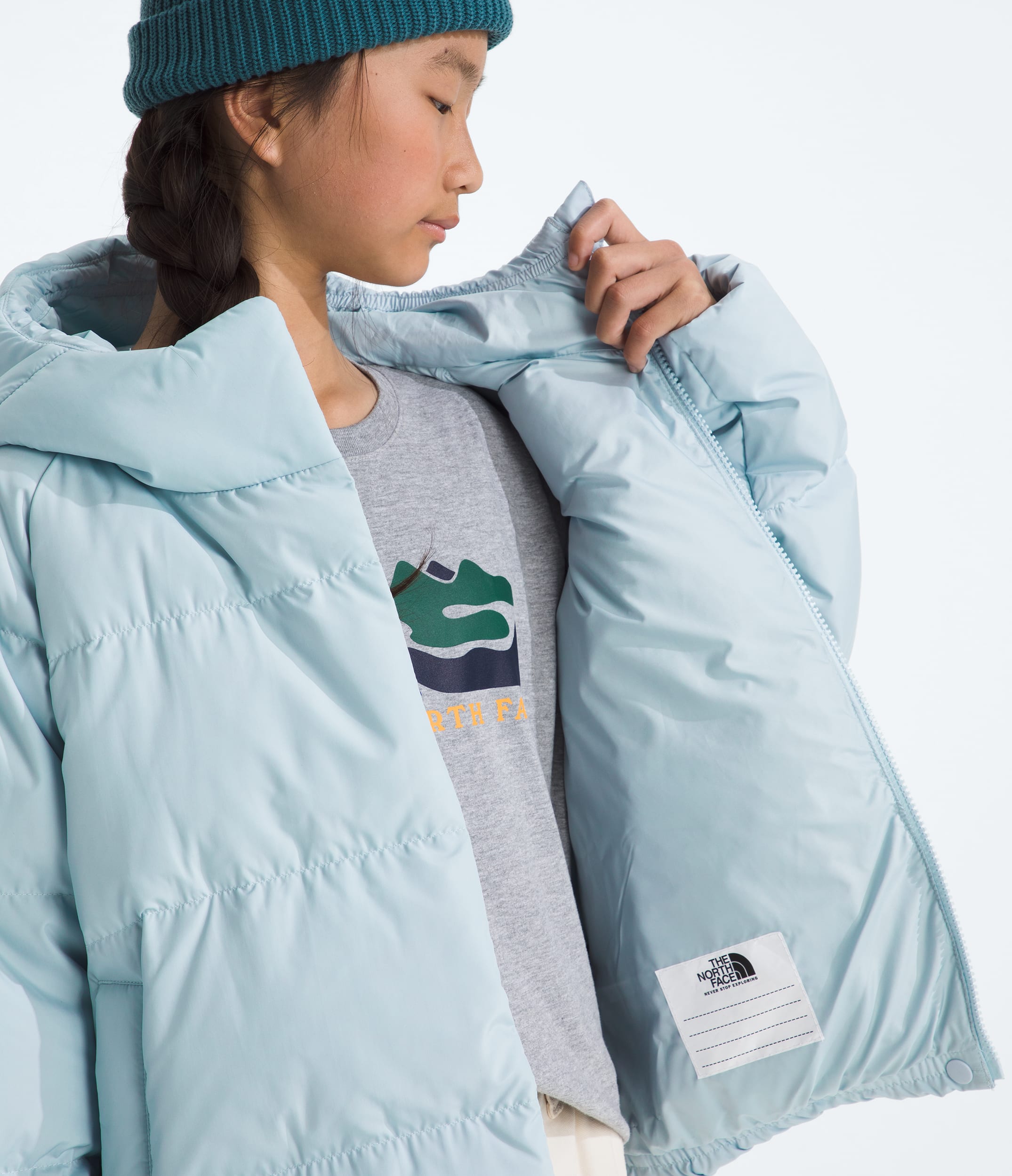 Girls North Down Hooded Jacket TNF Polar Haze MODELINT