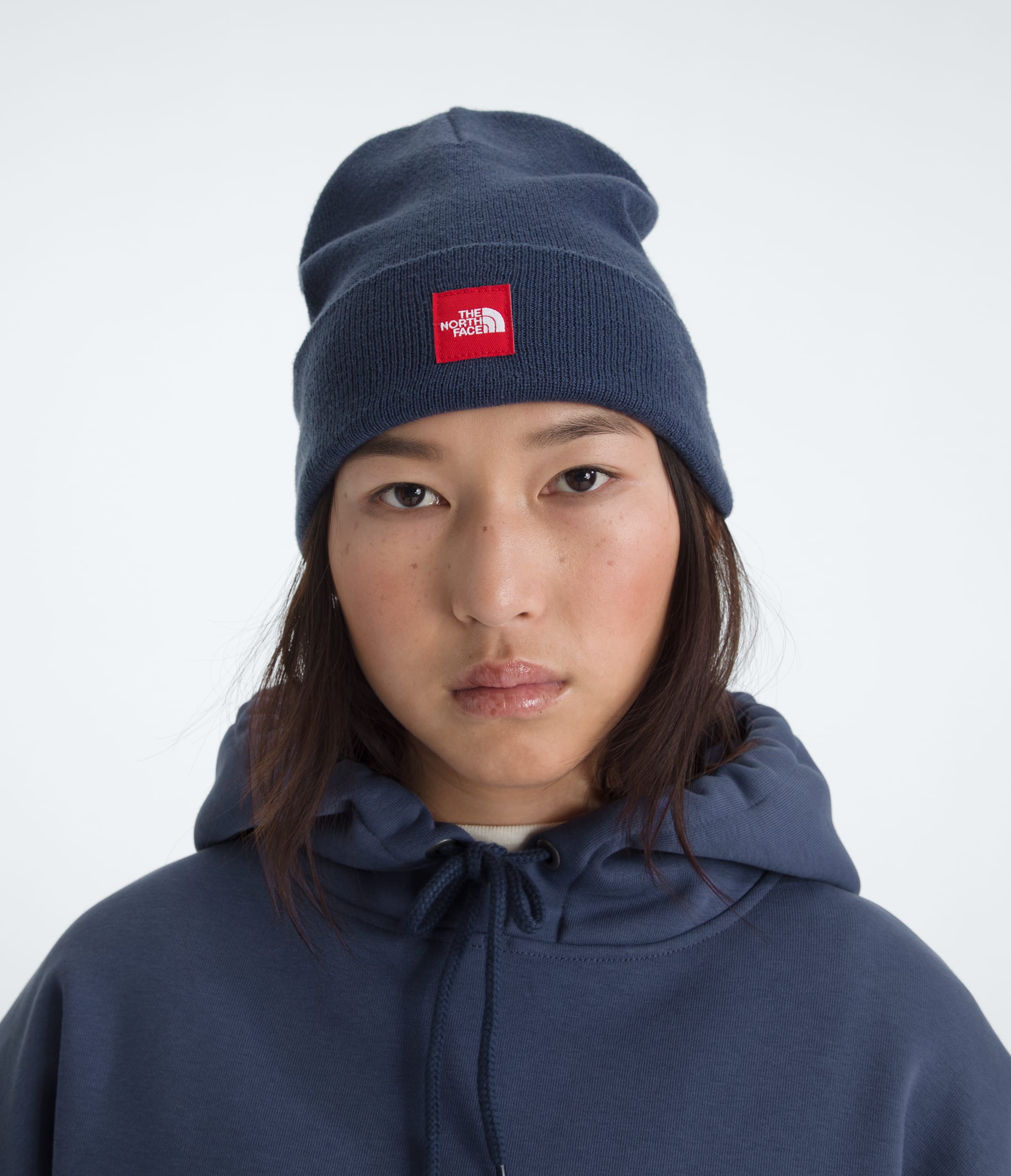 TNF Red Box Beanie TNF Lunar Blue MODELBACK