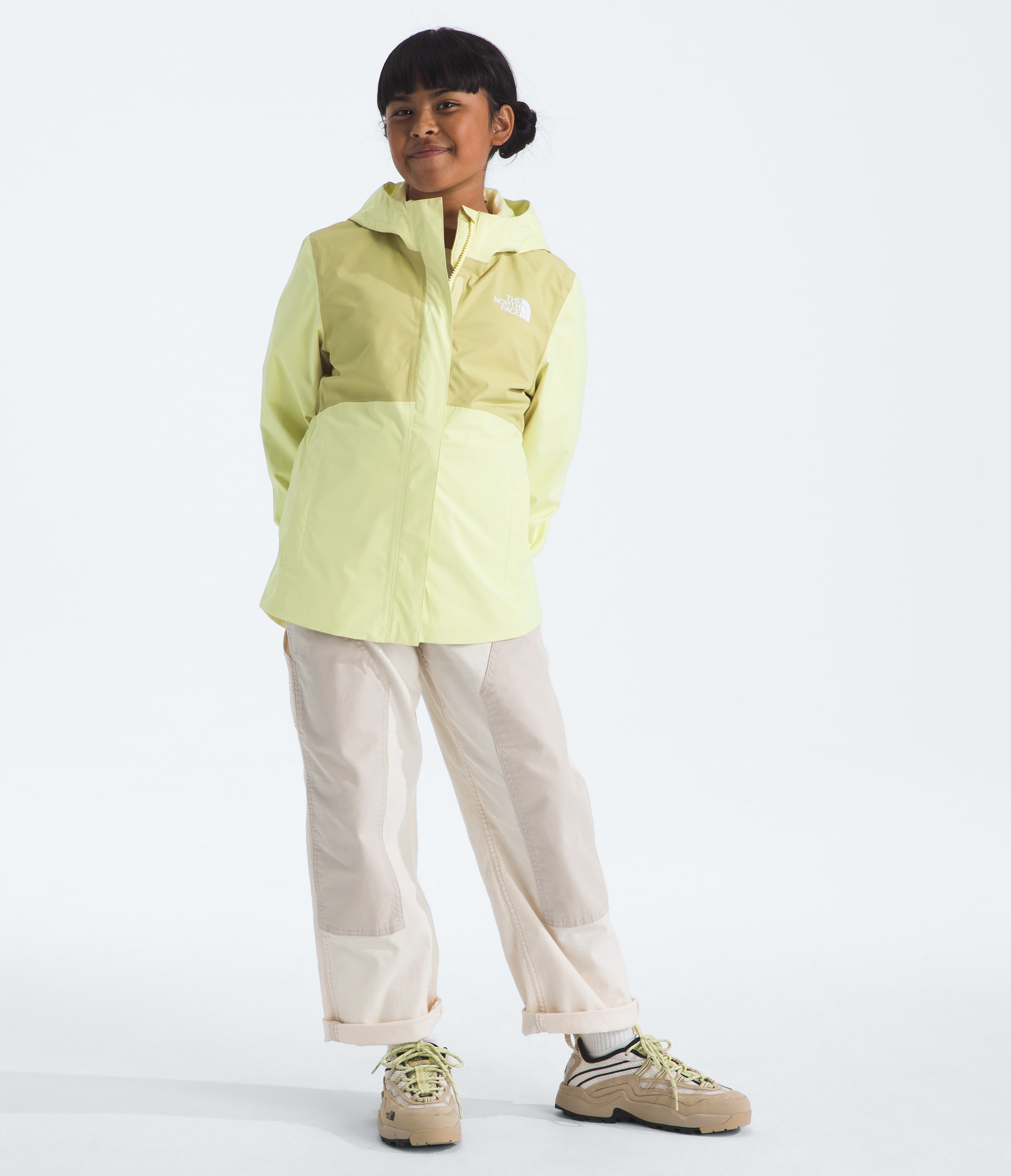 Girls Antora Rain Jacket TNF Lemon MistPear HERO2