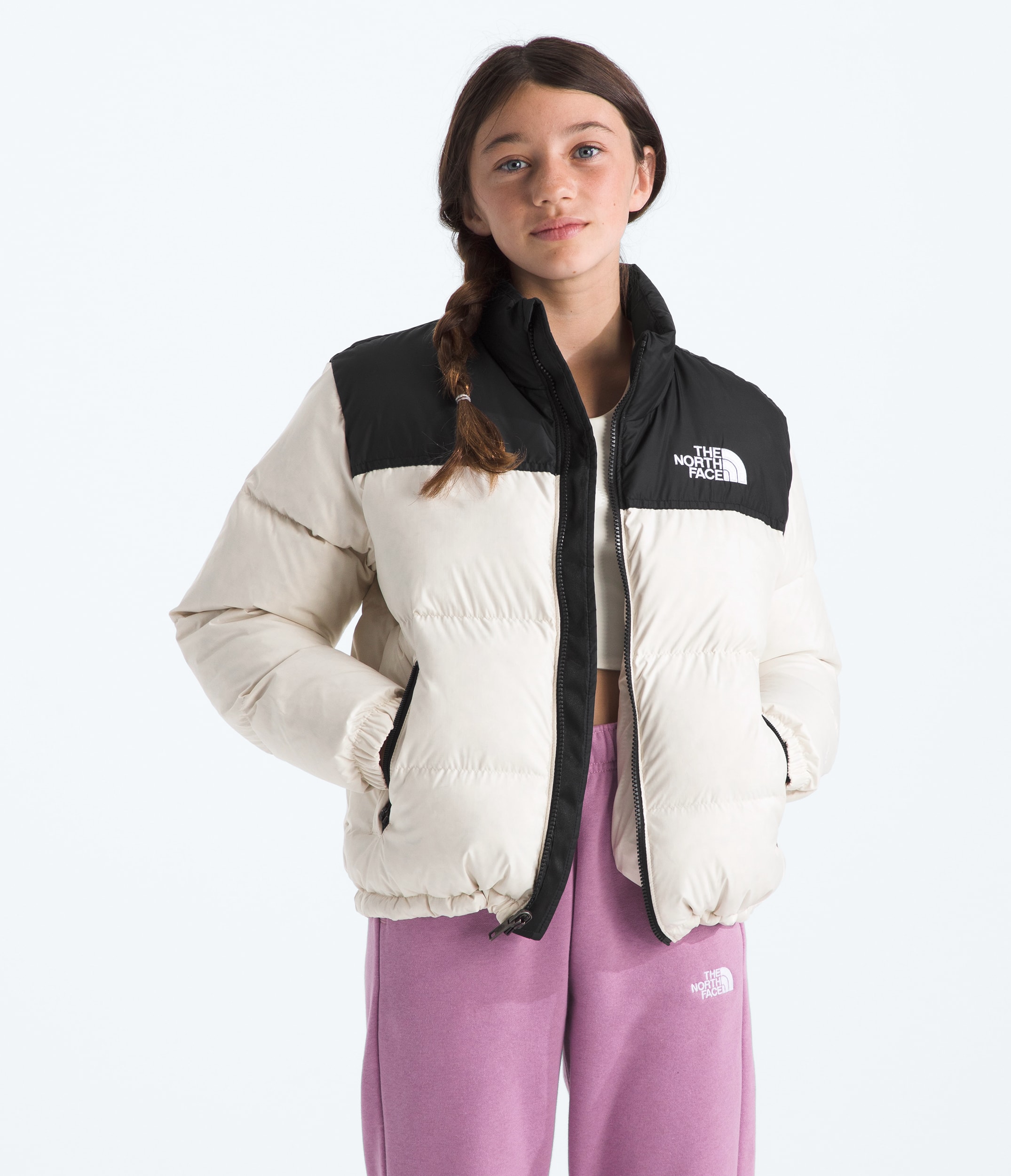 Boys  Girls 1996 Retro Nuptse Jacket TNF White Dune HERO2