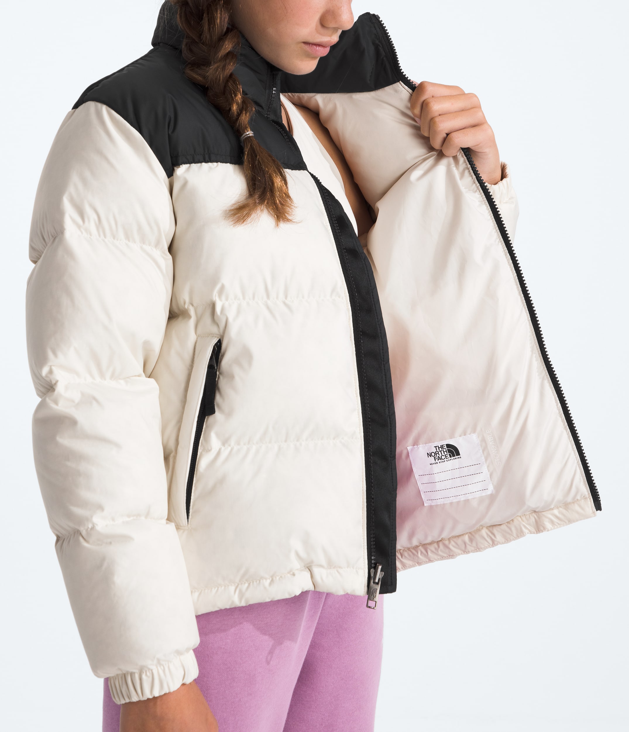 Boys  Girls 1996 Retro Nuptse Jacket TNF White Dune MODELINT