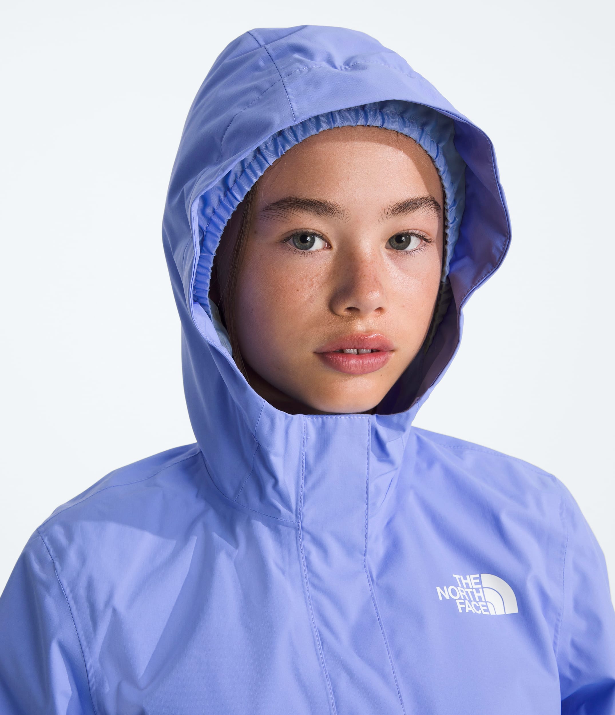 Girls Antora Rain Jacket TNF Periwinkle Glow HERO2