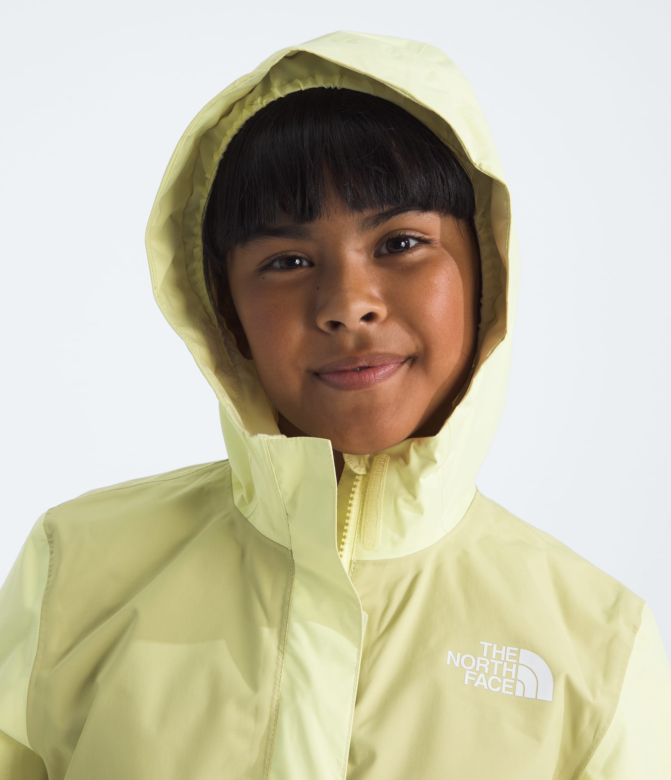 Girls Antora Rain Jacket TNF Lemon MistPear MODELHOOD2