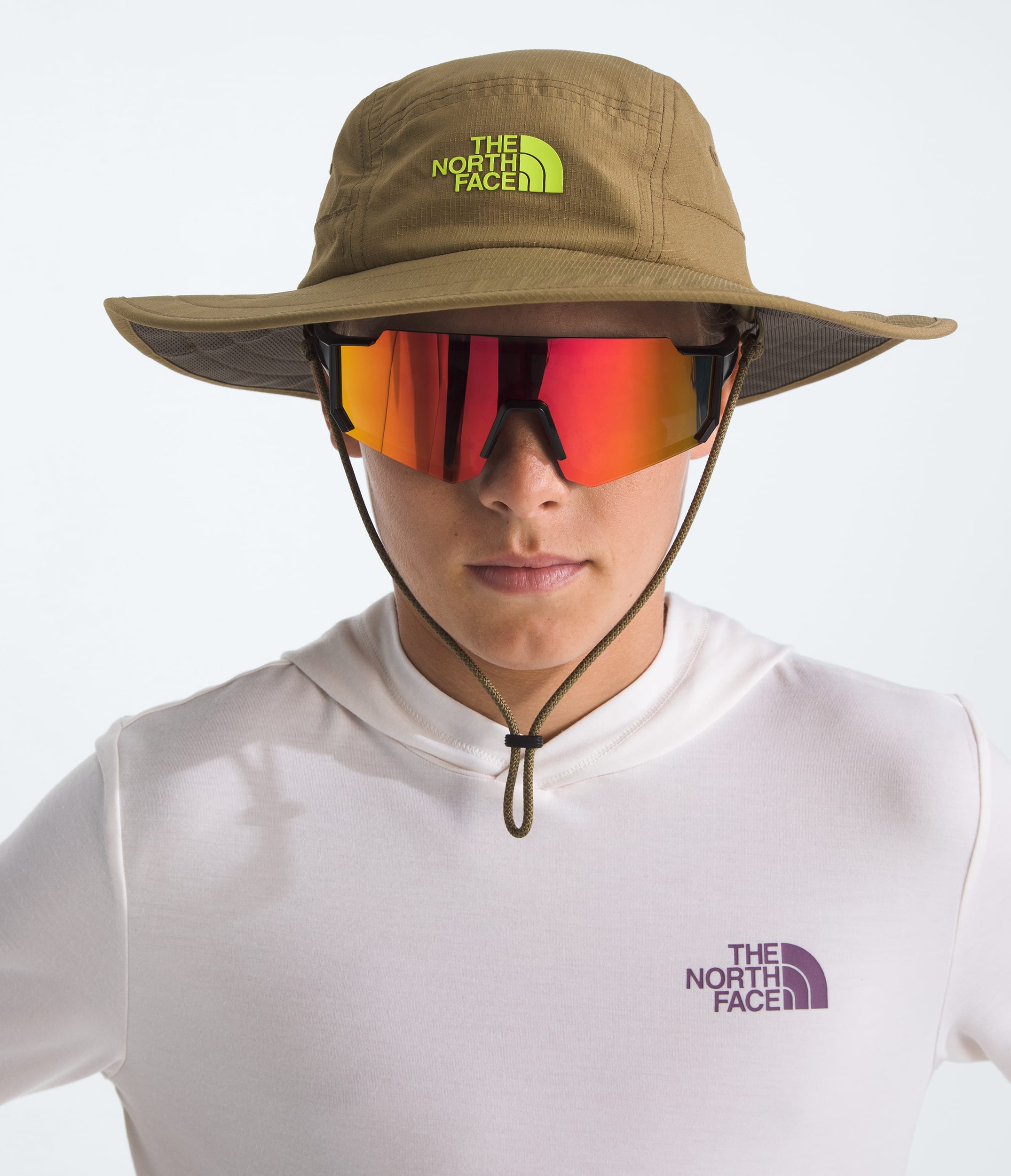 Kids Class V Brimmer Hat TNF Cedar Logo Weather Topo Phantom Print MODELBACK