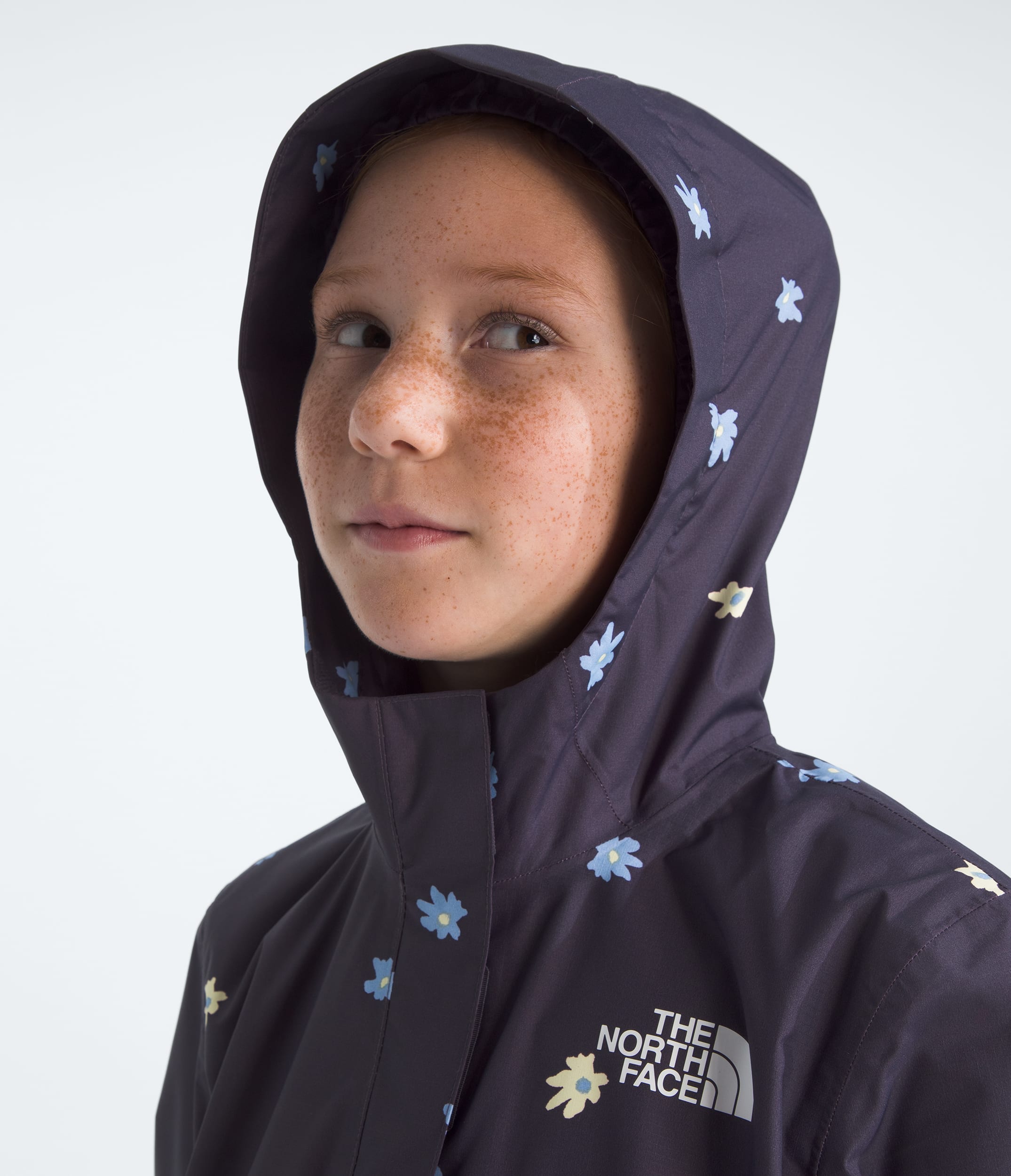 Girls Antora Rain JacketPrint TNF MODELHOOD2