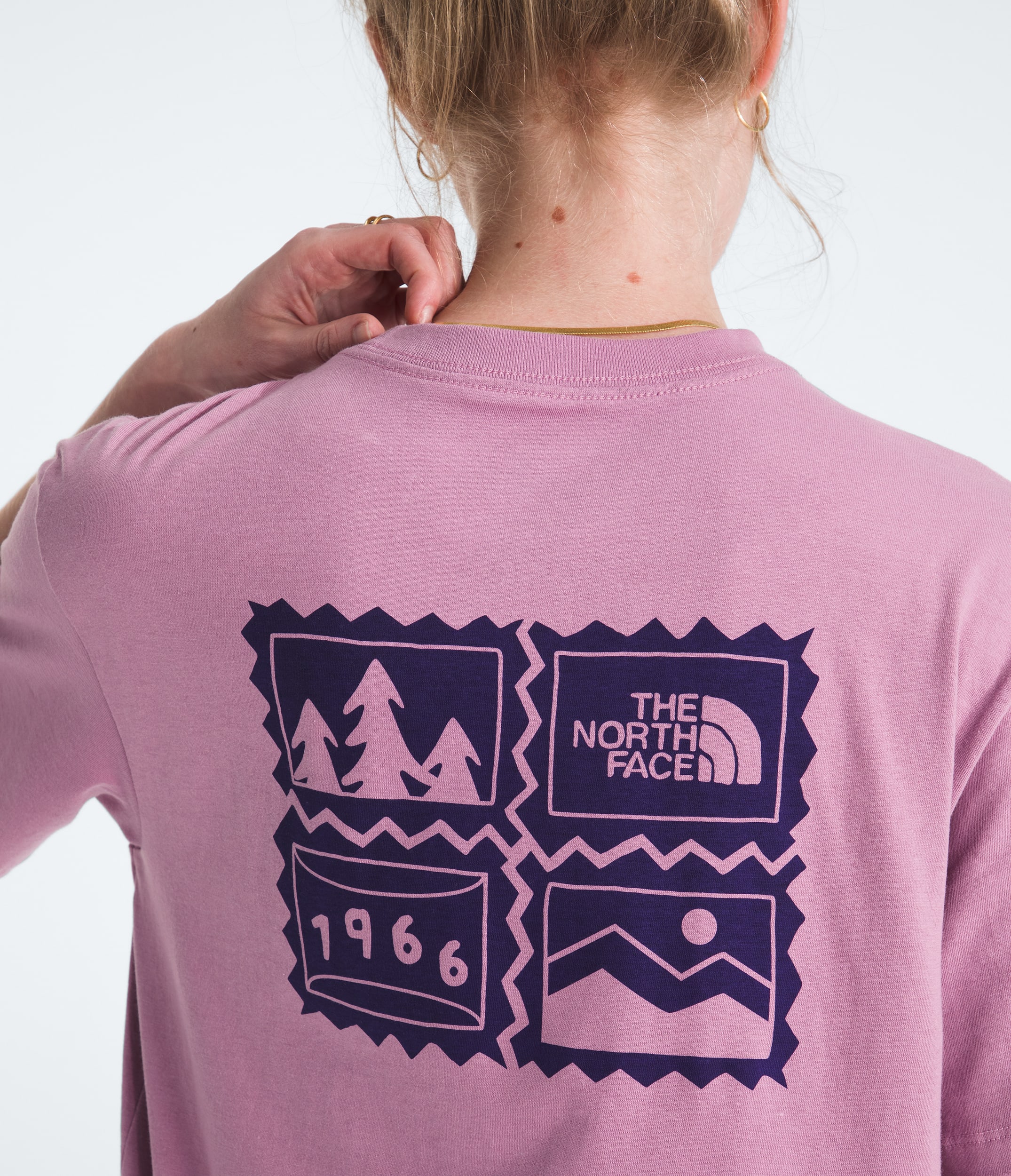 Womens Exploring Stamps Relaxed ShortSleeve Tee TNF HERO2