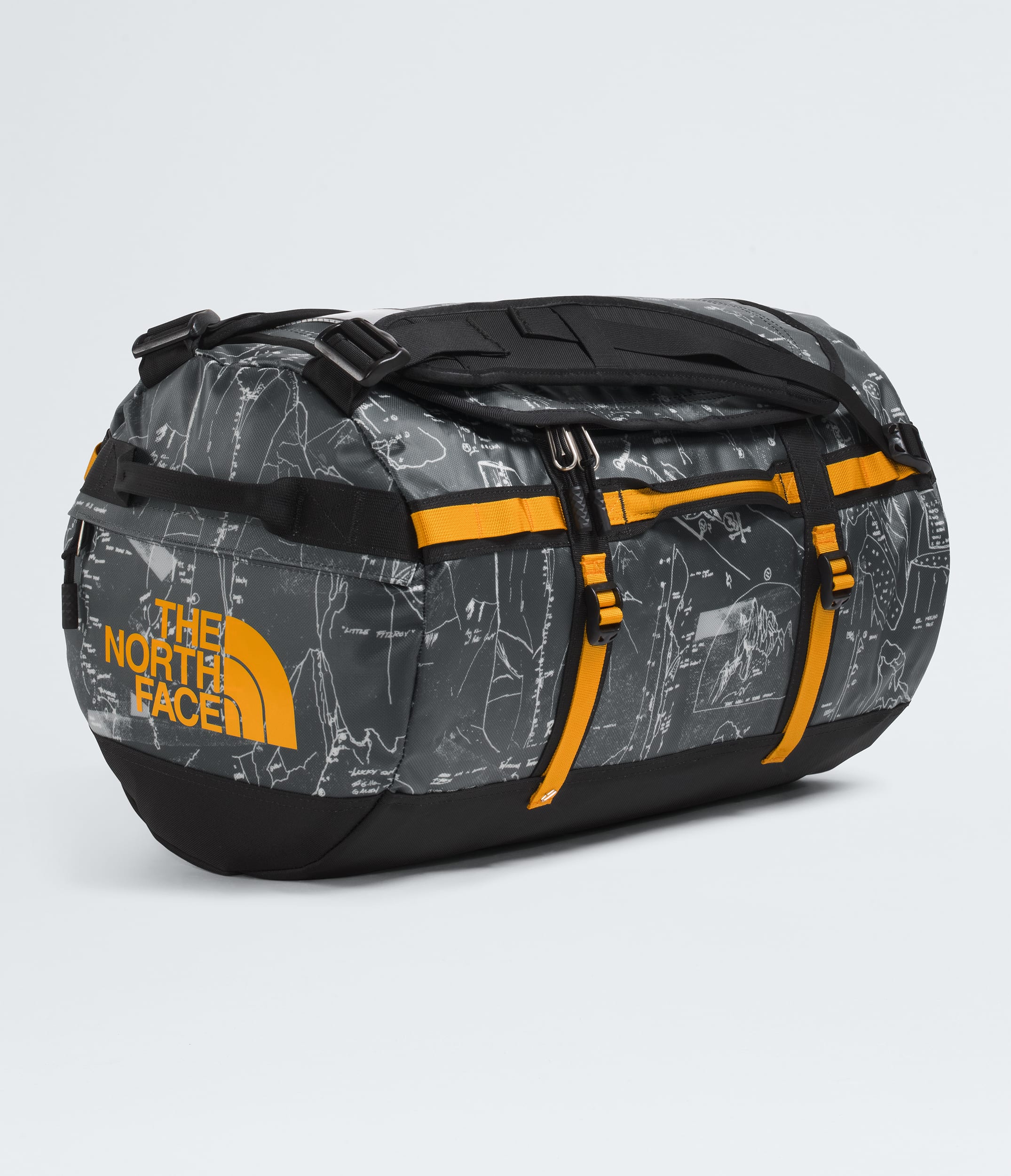 Base Camp DuffelS TNF Anthracite Grey Conrad Topos PrintSummit Gold FRONT34