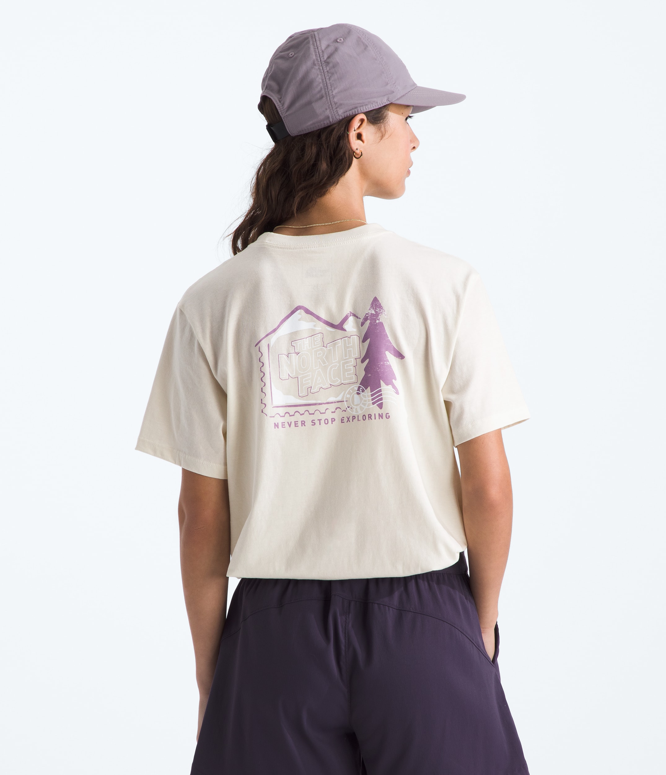 Womens Mountain Stamps Relaxed ShortSleeve Tee TNF Main