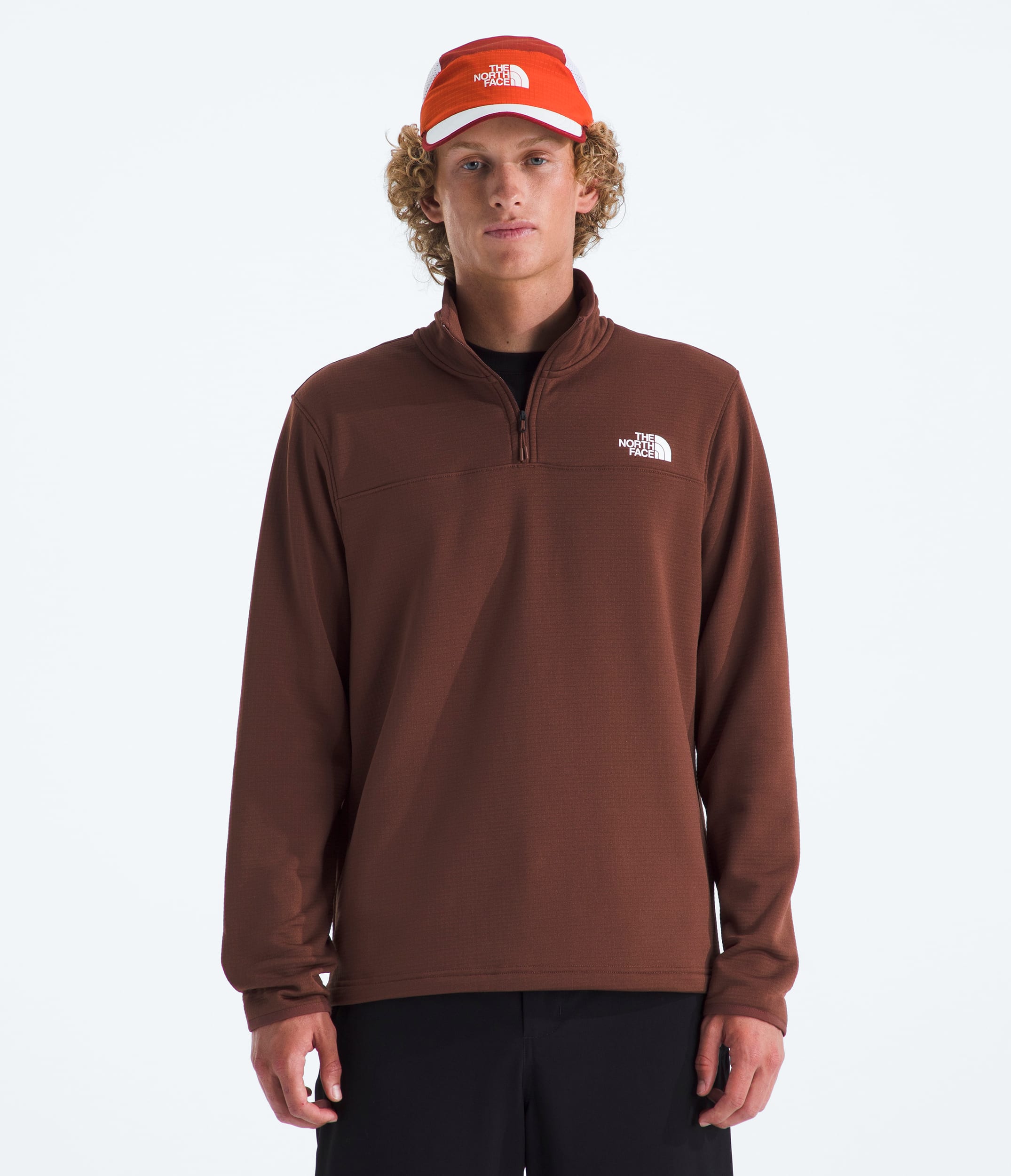 Mens Cedar Trail Grid Fleece Zip TNF Main