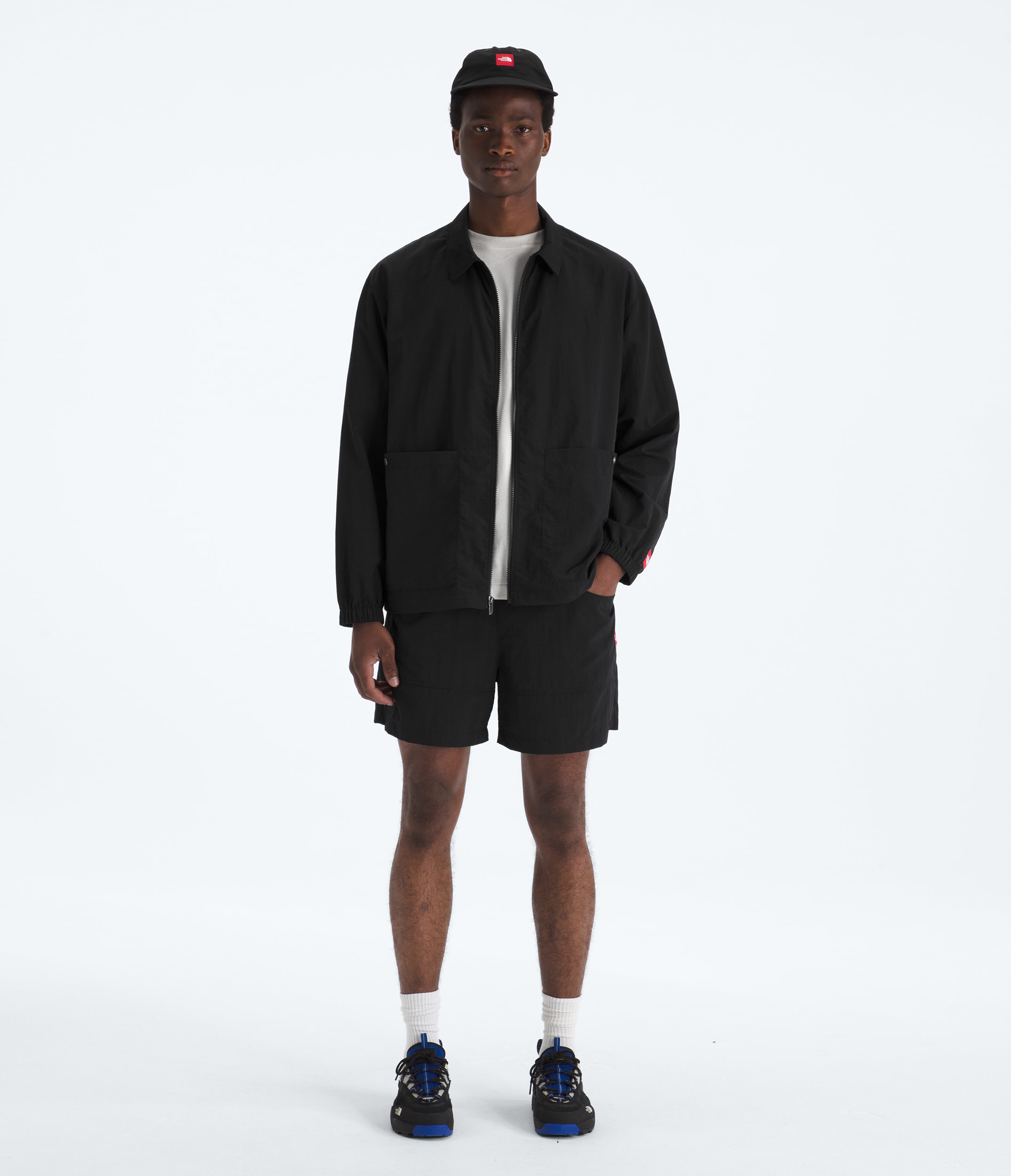 Mens TNF Red Box Nylon Belted Shorts TNF HERO2