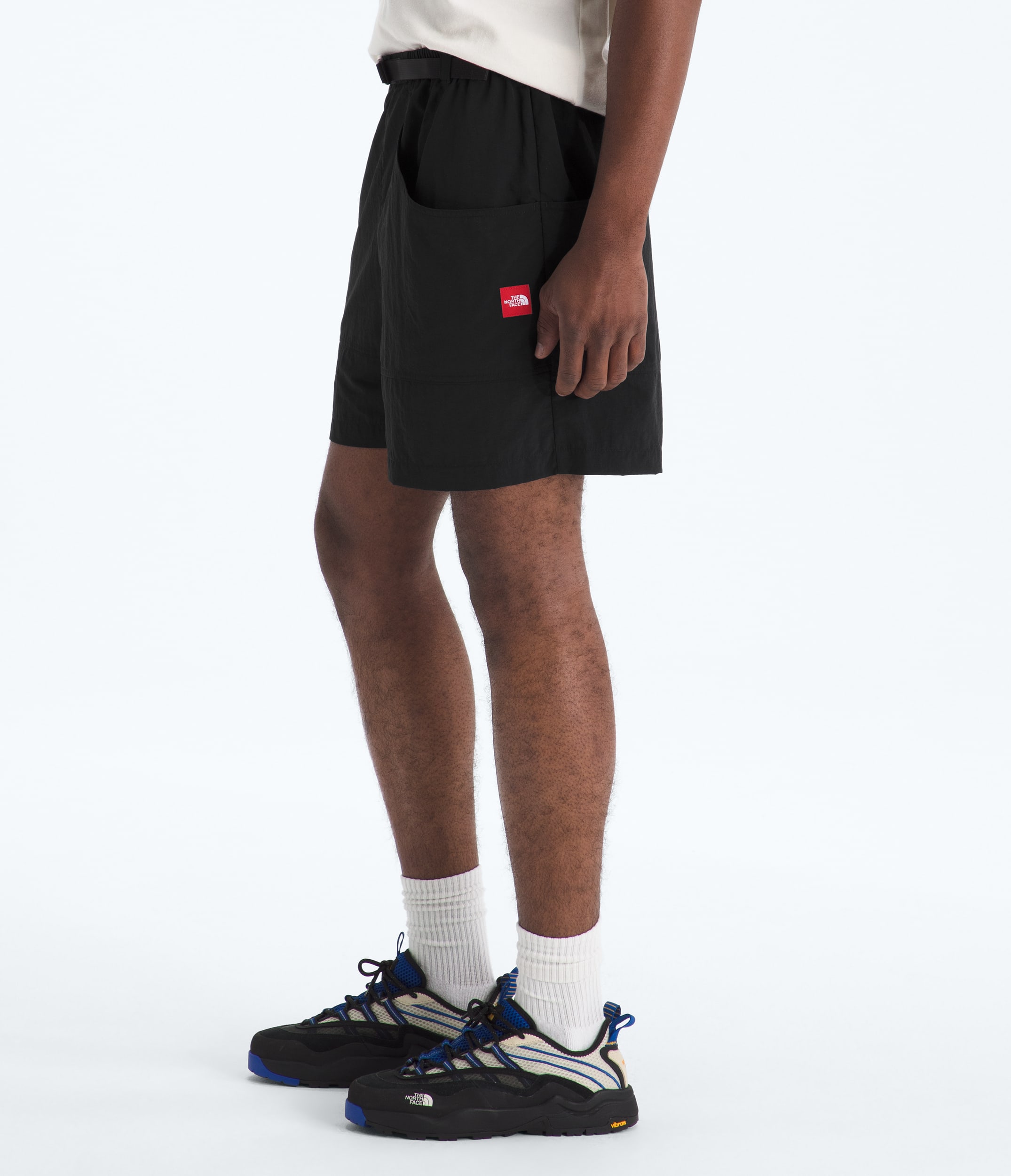 Mens TNF Red Box Nylon Belted Shorts TNF MODEL34