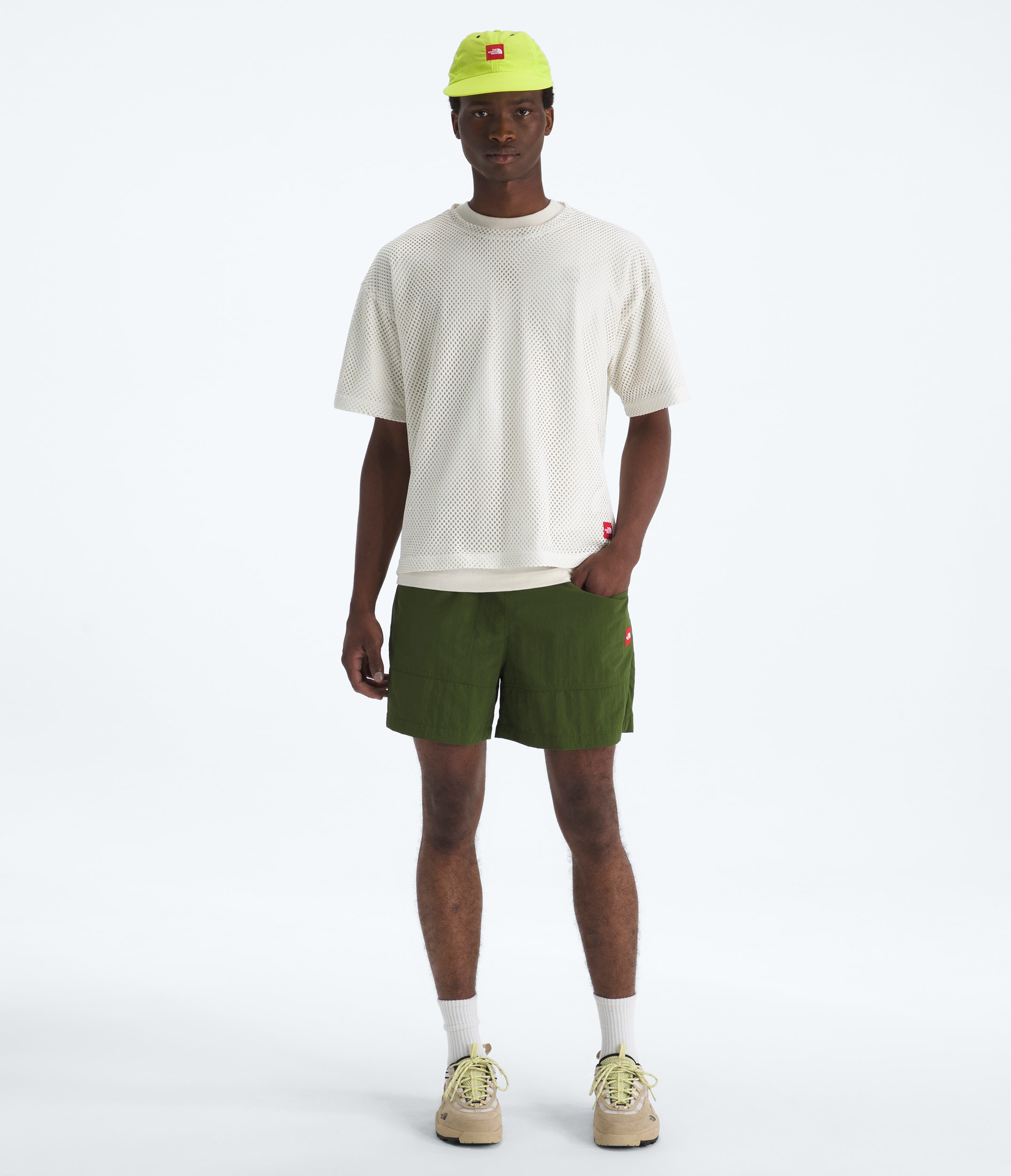 Mens TNF Red Box Nylon Belted Shorts TNF HERO2