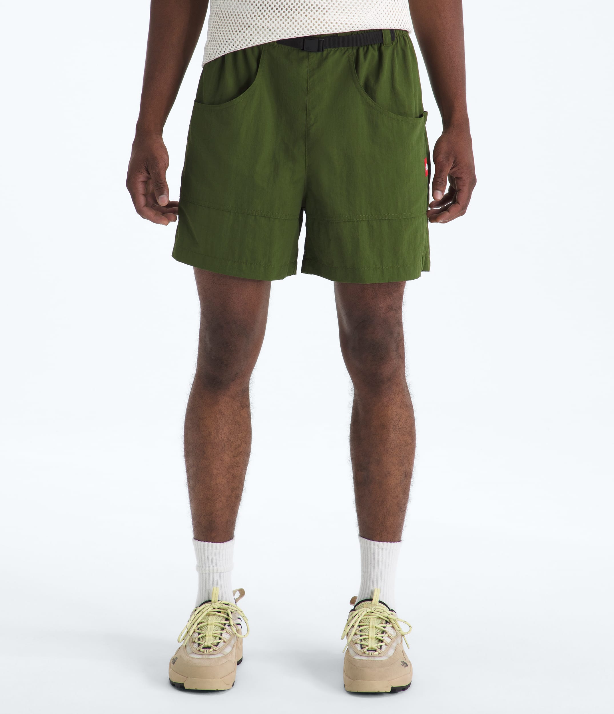 Mens TNF Red Box Nylon Belted Shorts TNF Main