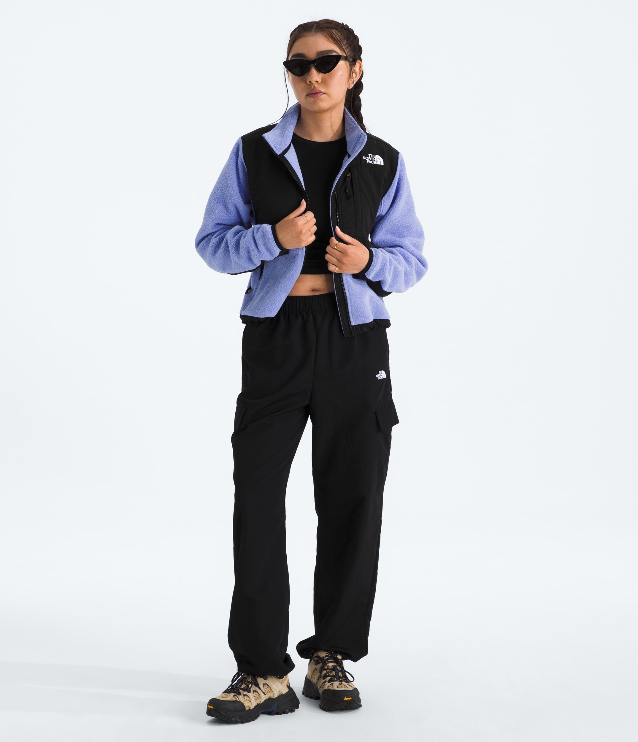 Womens Retro Denali Jacket TNF Periwinkle GlowTnf Black HERO2